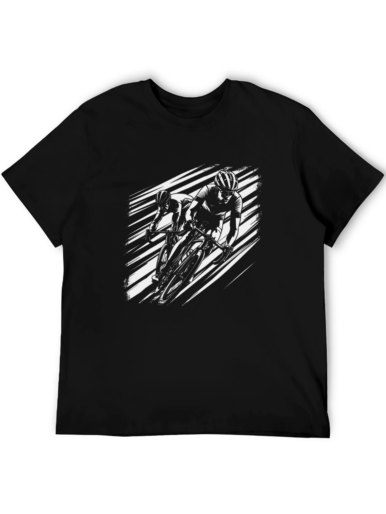 Cycling Race Graphic Tee - Black Cotton T-Shirt