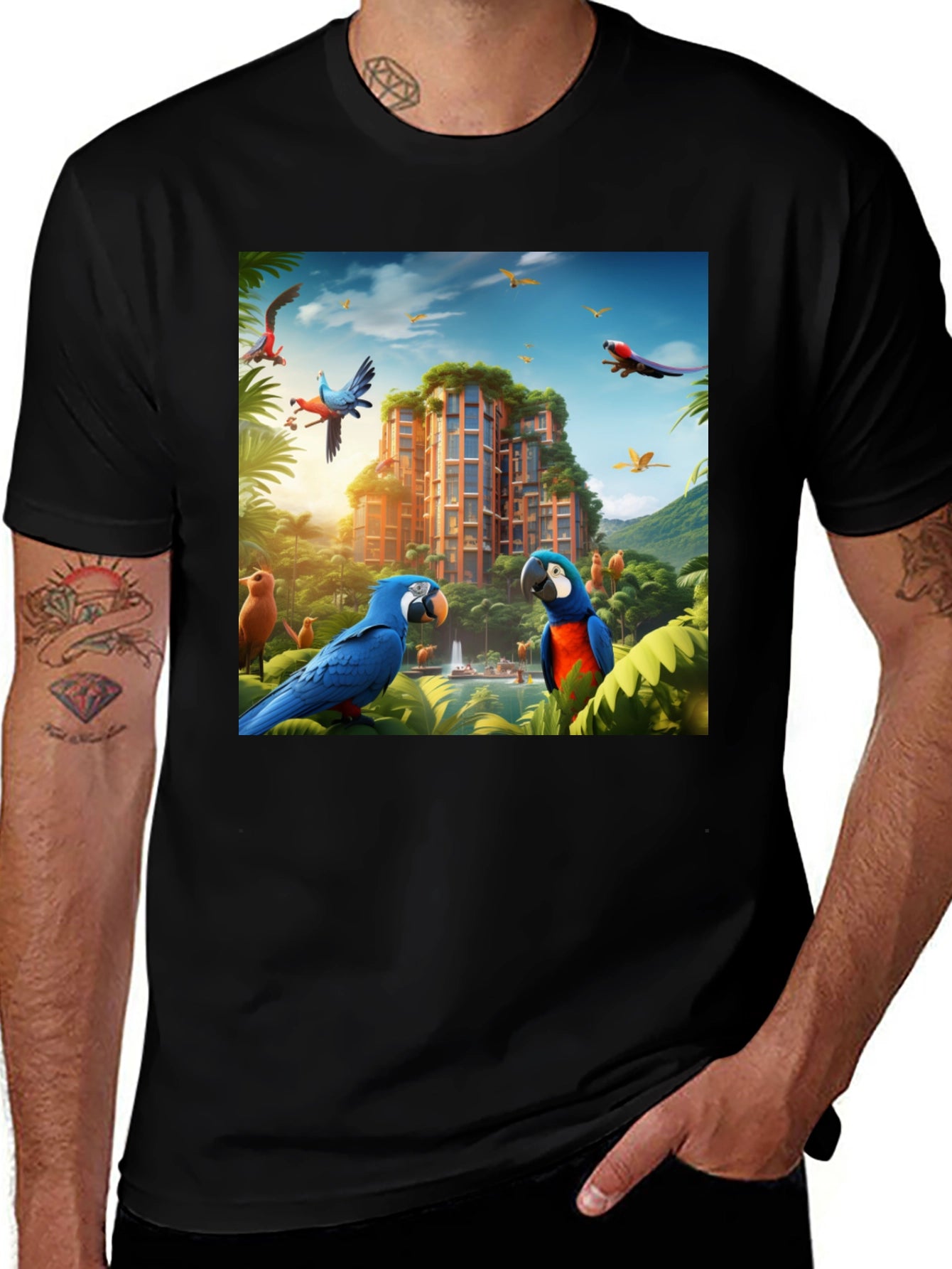 Tropical Paradise T-Shirt - Parrot Design