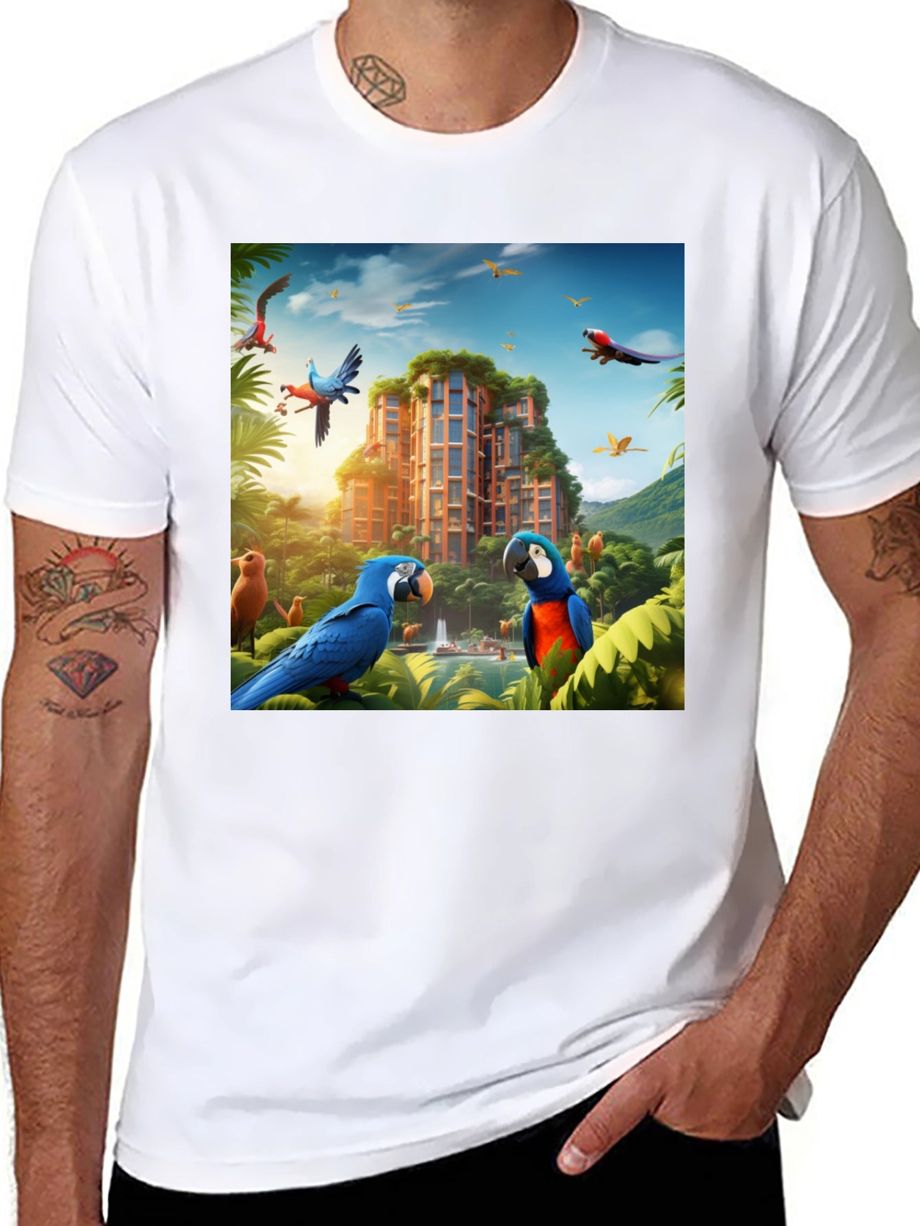 Tropical Paradise T-Shirt - Parrot Design