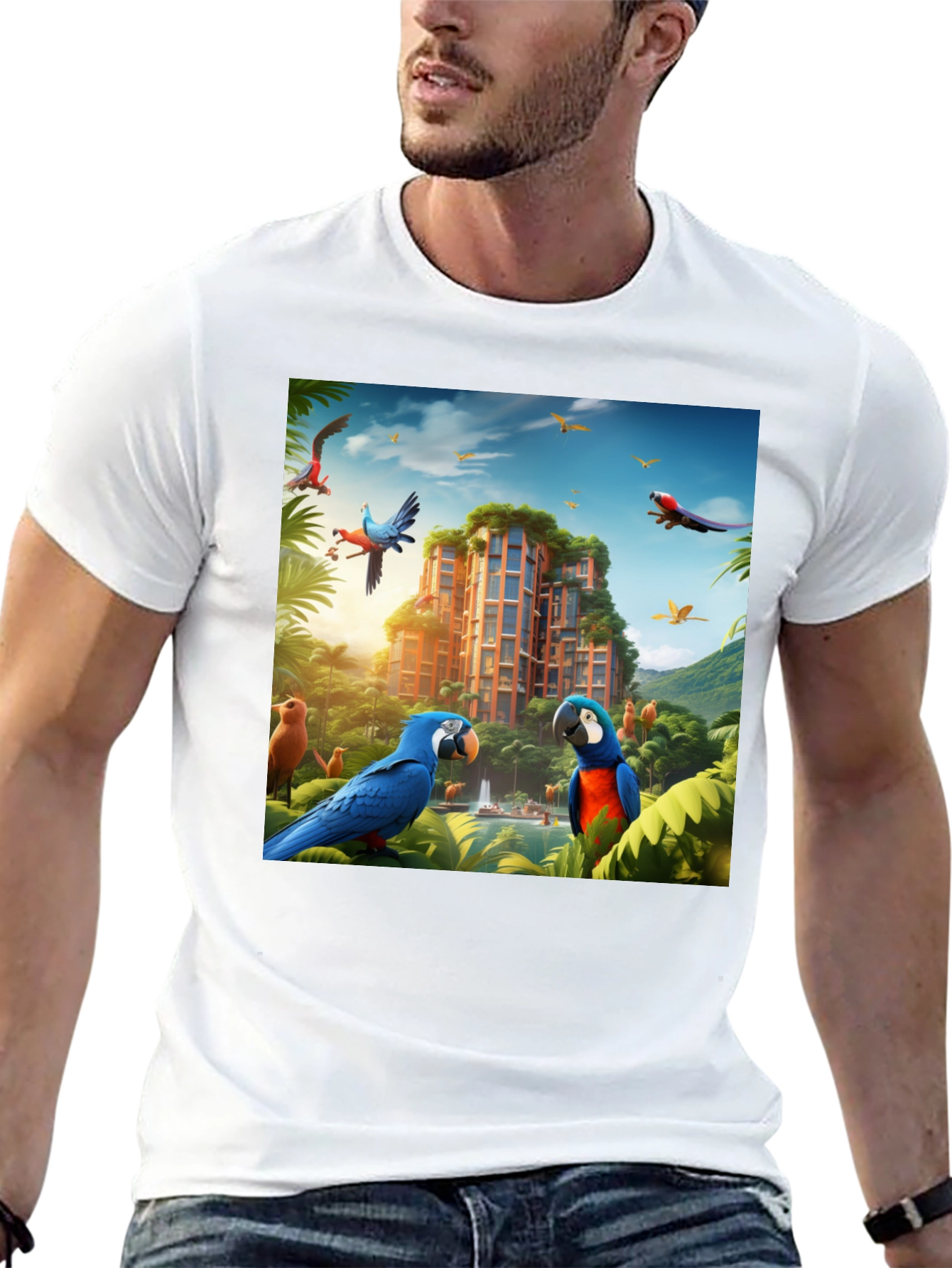 Tropical Paradise T-Shirt - Parrot Design