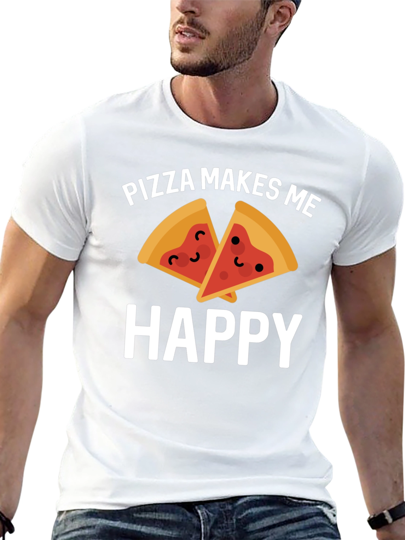 Pizza Makes Me Happy Graphic T-Shirt