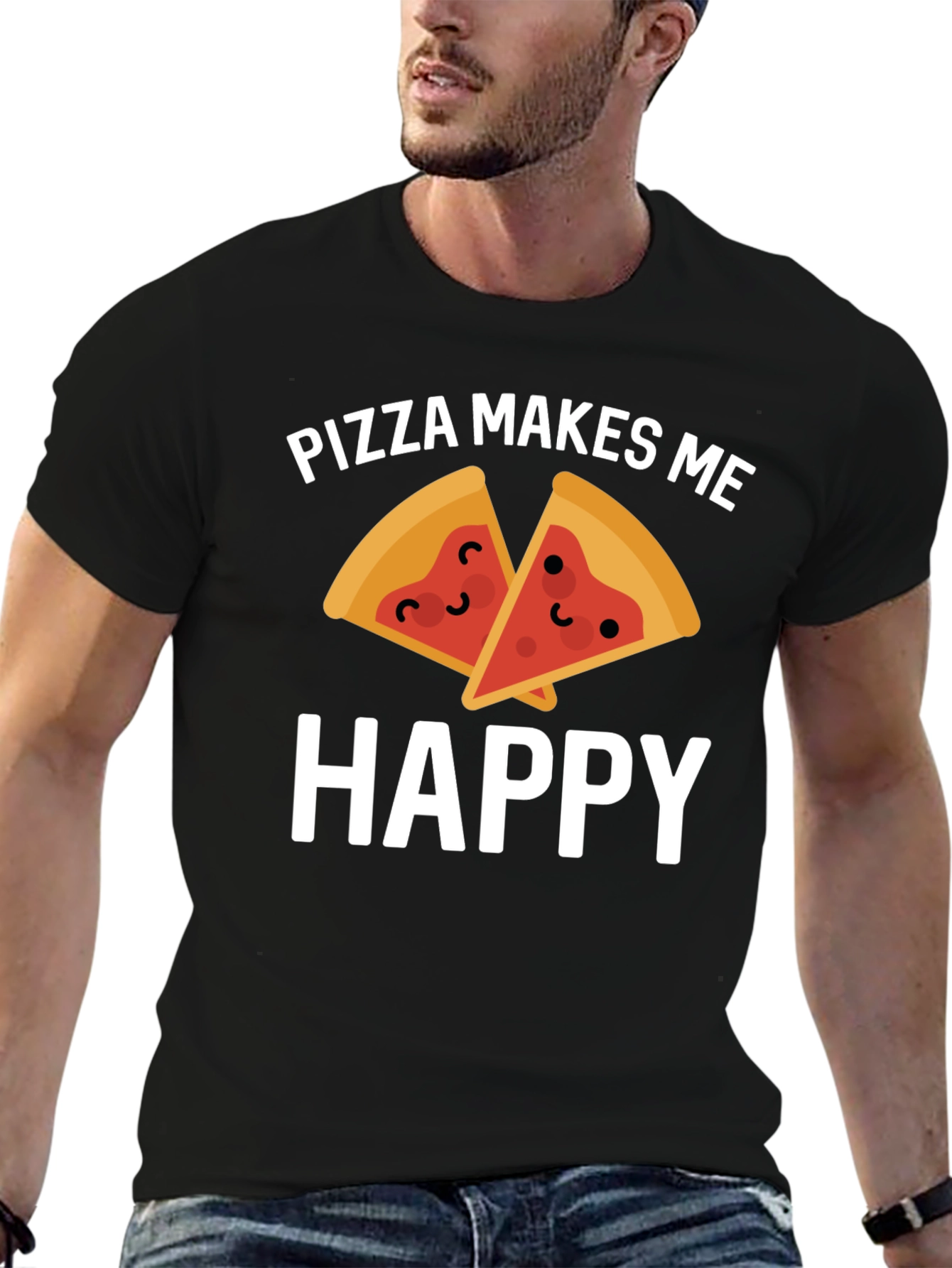 Pizza Makes Me Happy Graphic T-Shirt