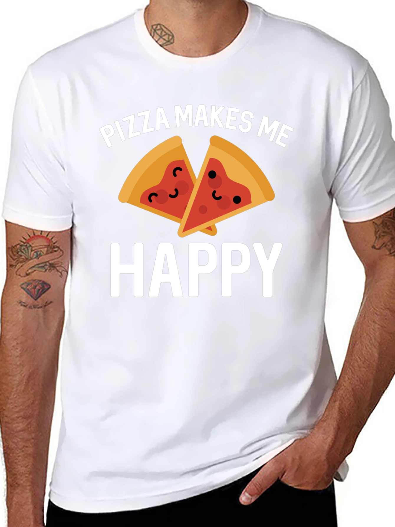 Pizza Makes Me Happy Graphic T-Shirt