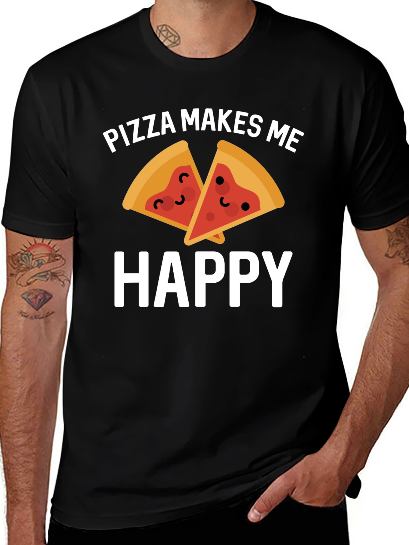 Pizza Makes Me Happy Graphic T-Shirt