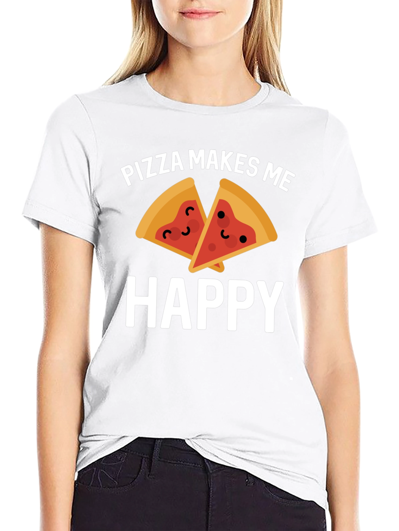 Pizza Makes Me Happy Graphic T-Shirt