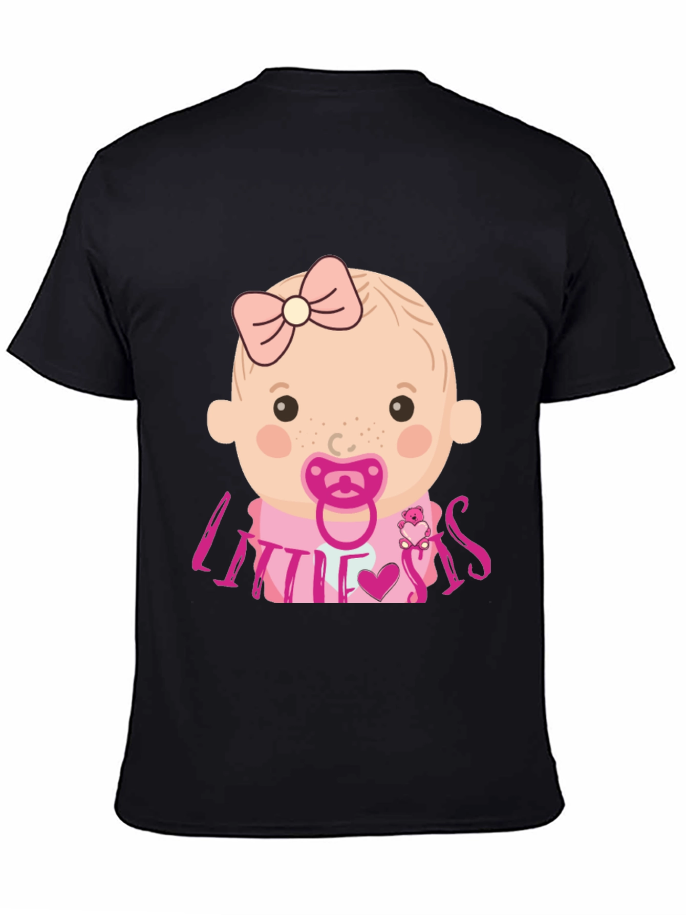 Little Sis Baby Graphic T-Shirt - Black