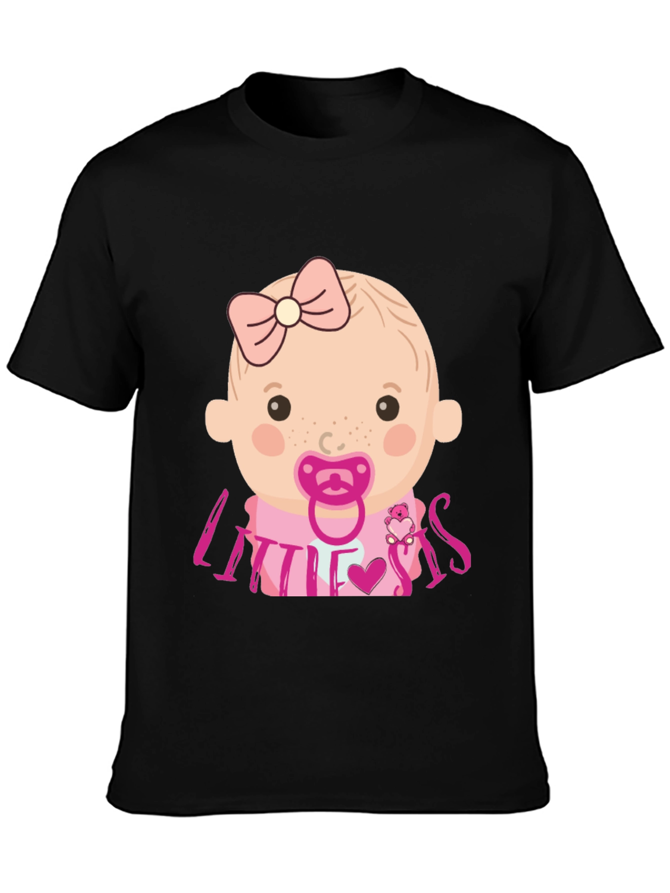 Little Sis Baby Graphic T-Shirt - Black