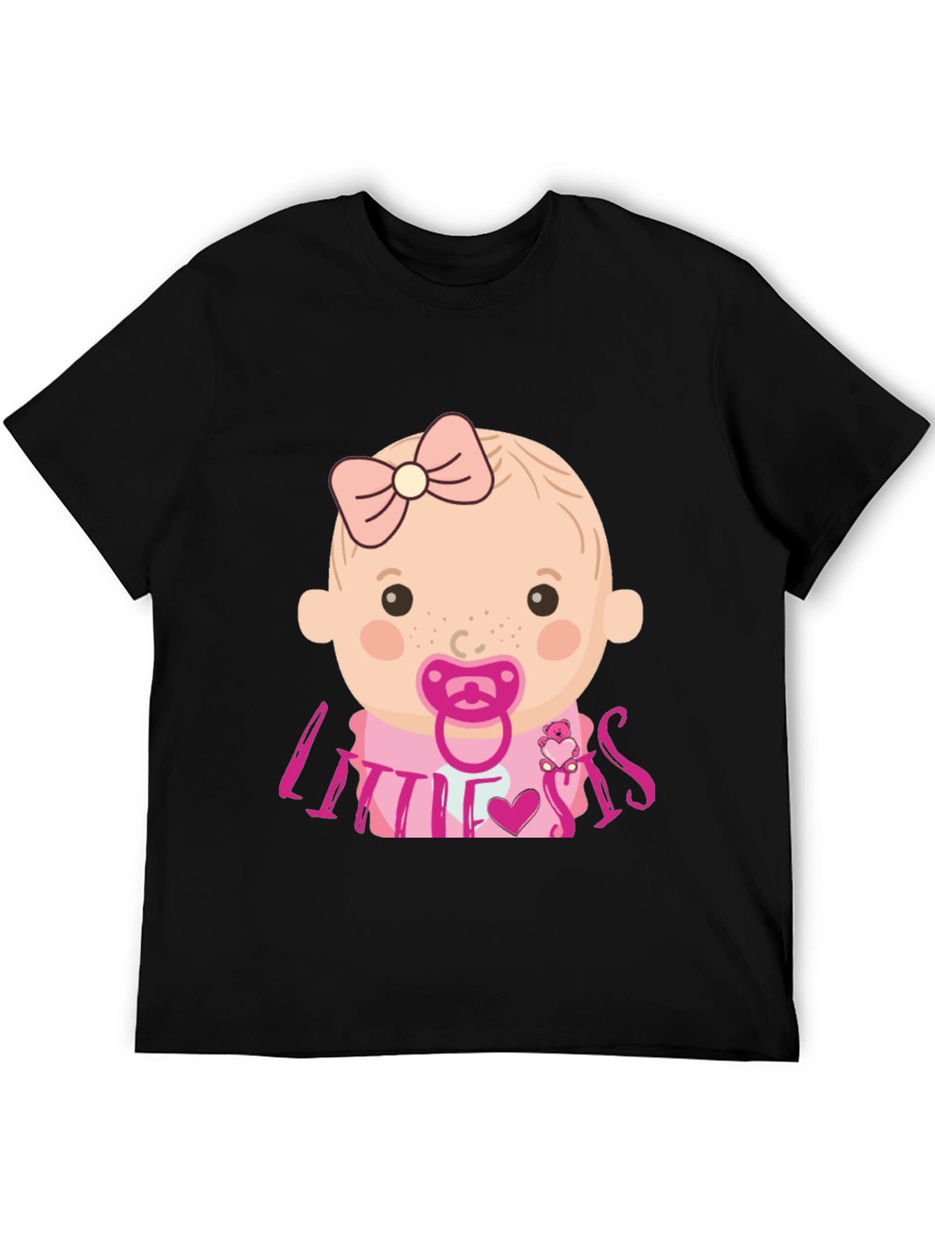 Little Sis Baby Graphic T-Shirt - Black