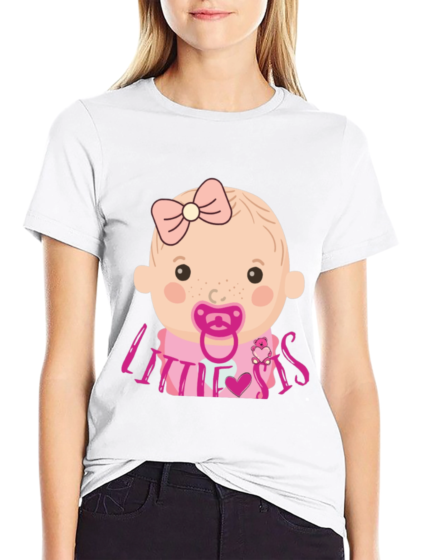 Little Sis Baby Graphic T-Shirt - Black