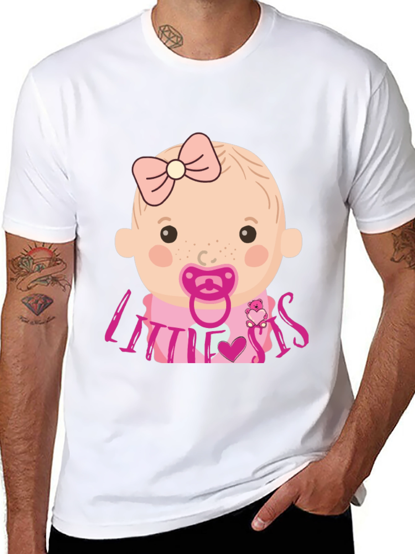 Little Sis Baby Graphic T-Shirt - Black
