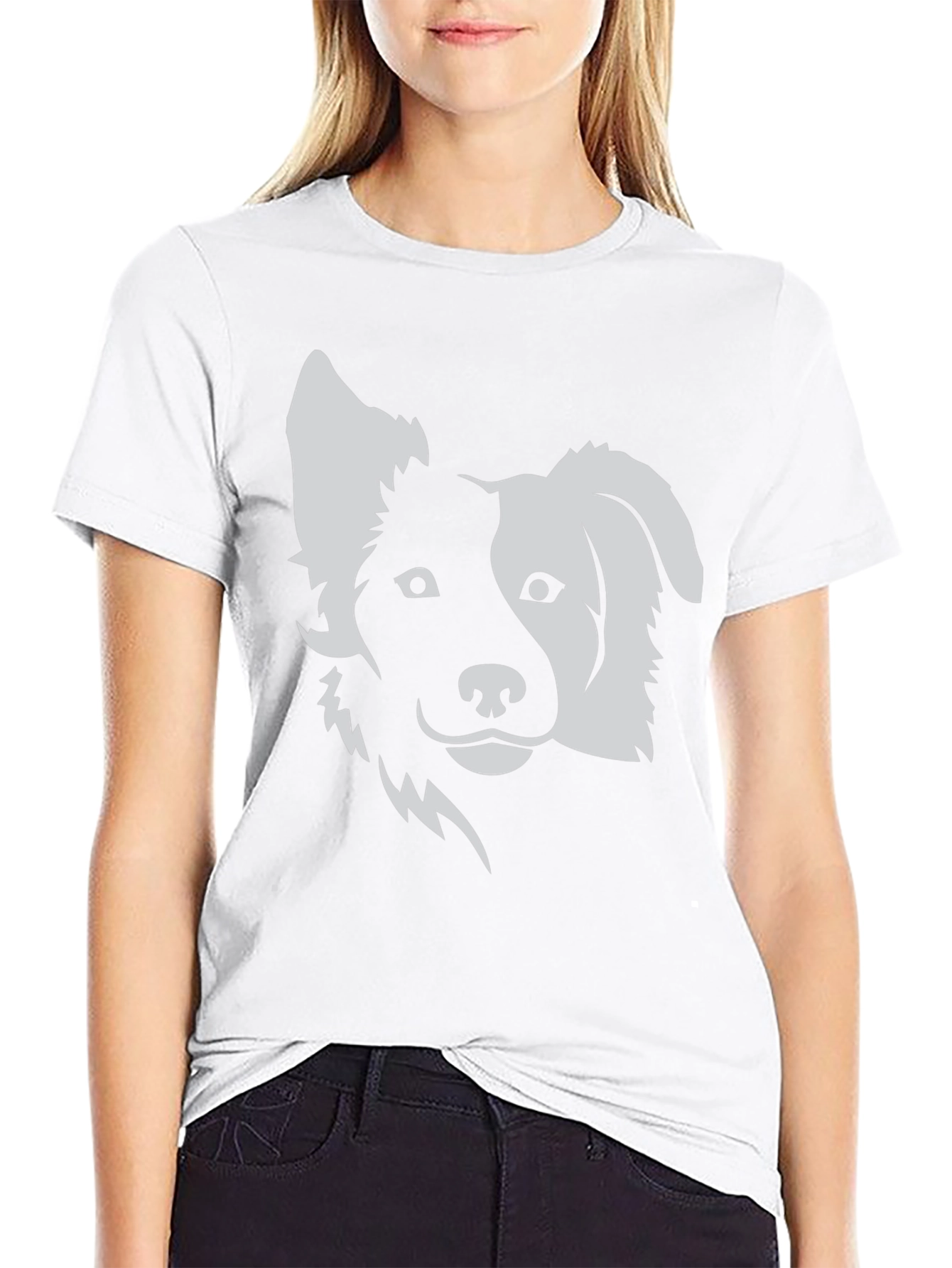 Dog Graphic Tee - Black Cotton Blend T-Shirt