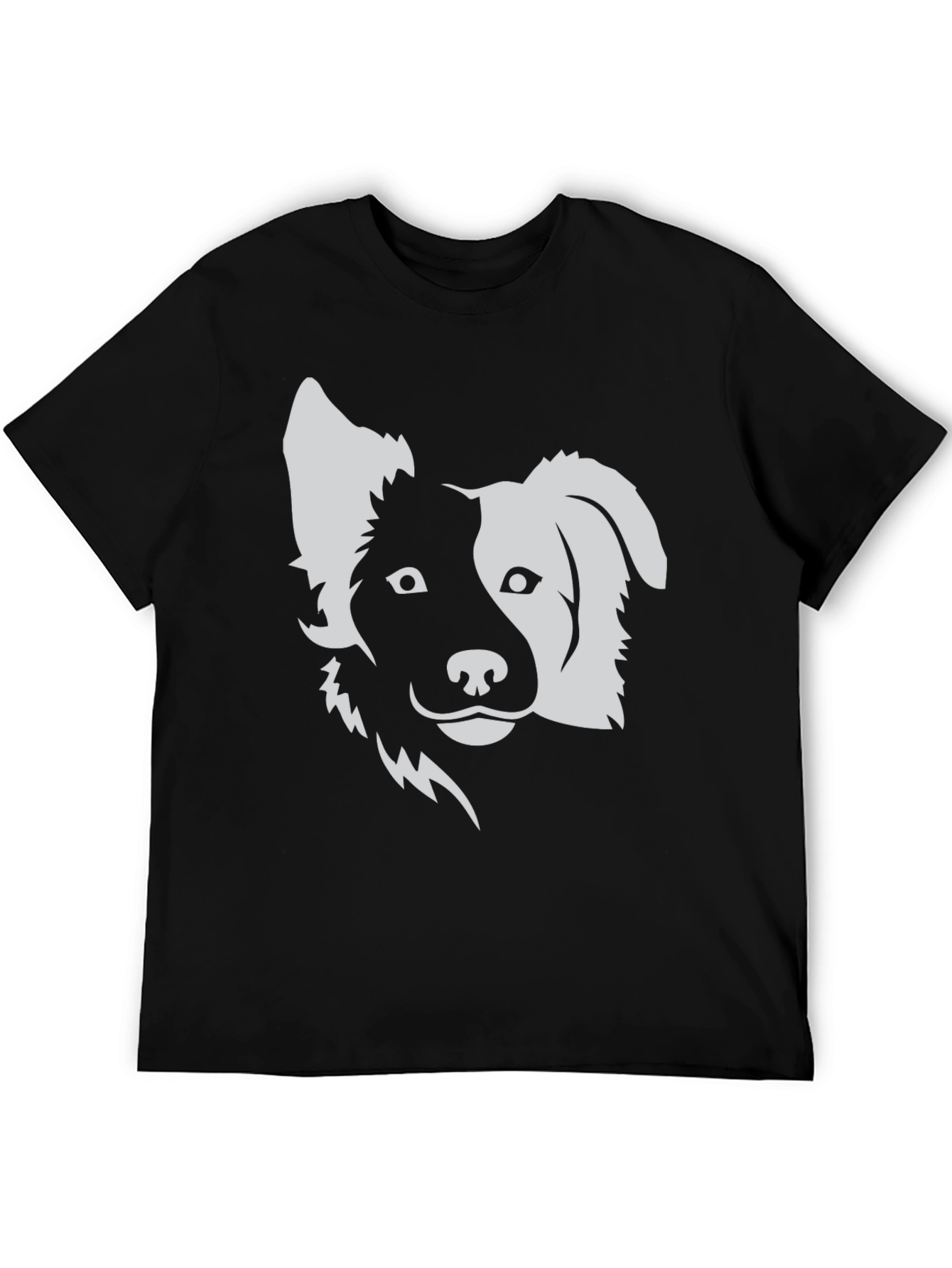 Dog Graphic Tee - Black Cotton Blend T-Shirt