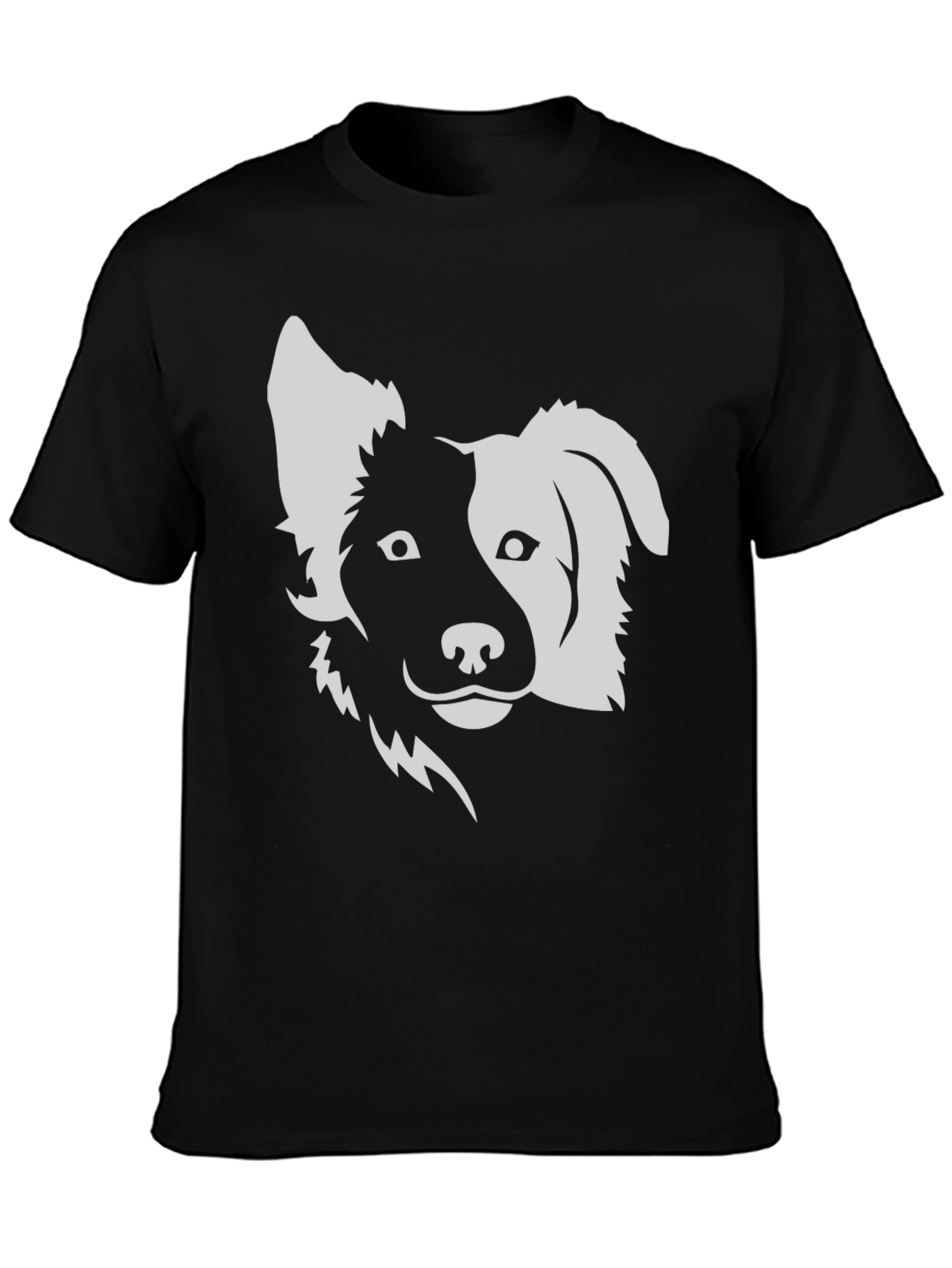 Dog Graphic Tee - Black Cotton Blend T-Shirt