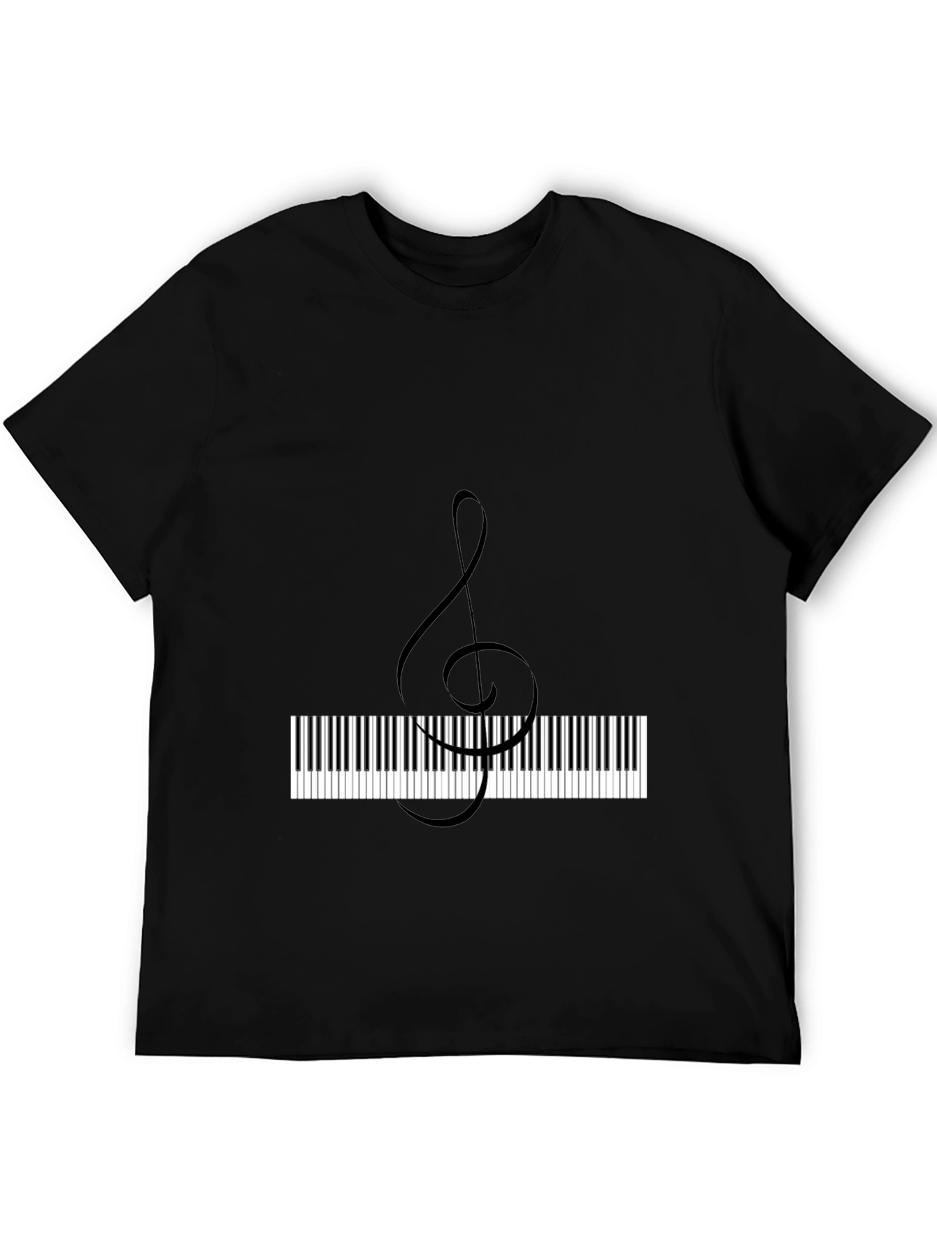Musical Treble Clef Piano Keys Black T-Shirt