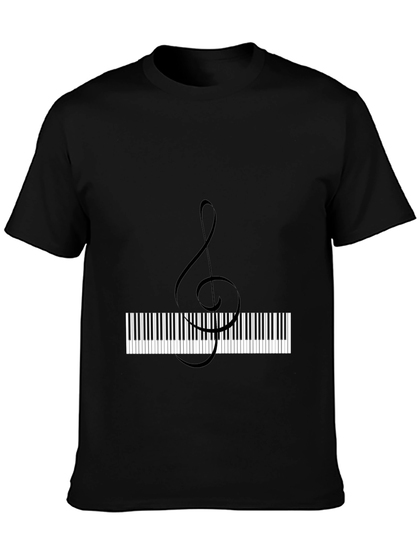 Musical Treble Clef Piano Keys Black T-Shirt