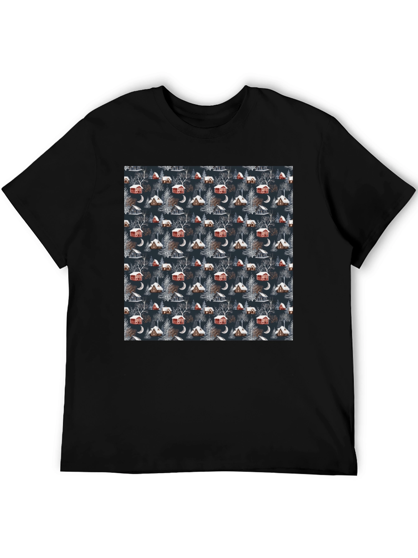 Winter Cabin Pattern T-Shirt - Cozy Style