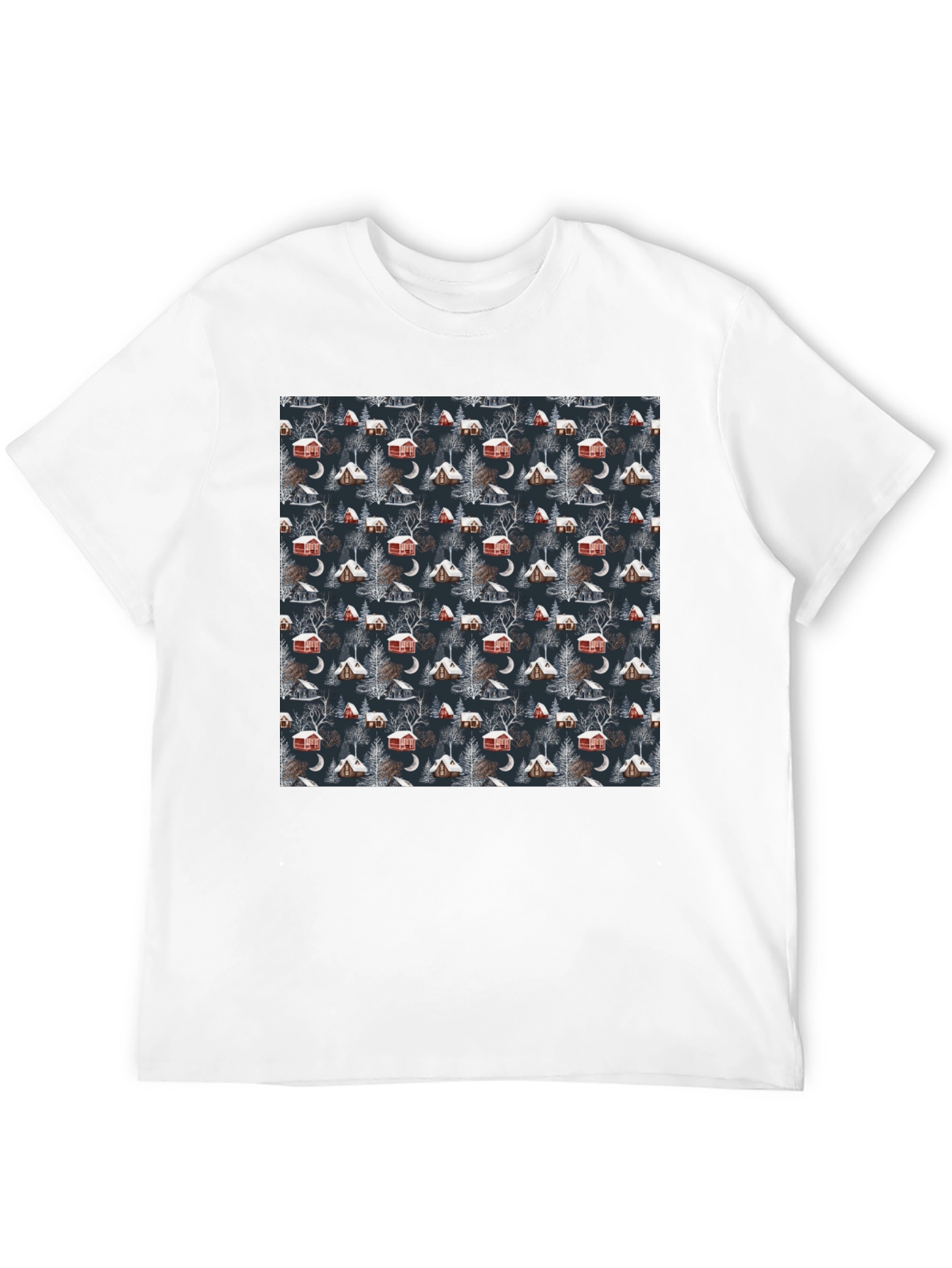 Winter Cabin Pattern T-Shirt - Cozy Style
