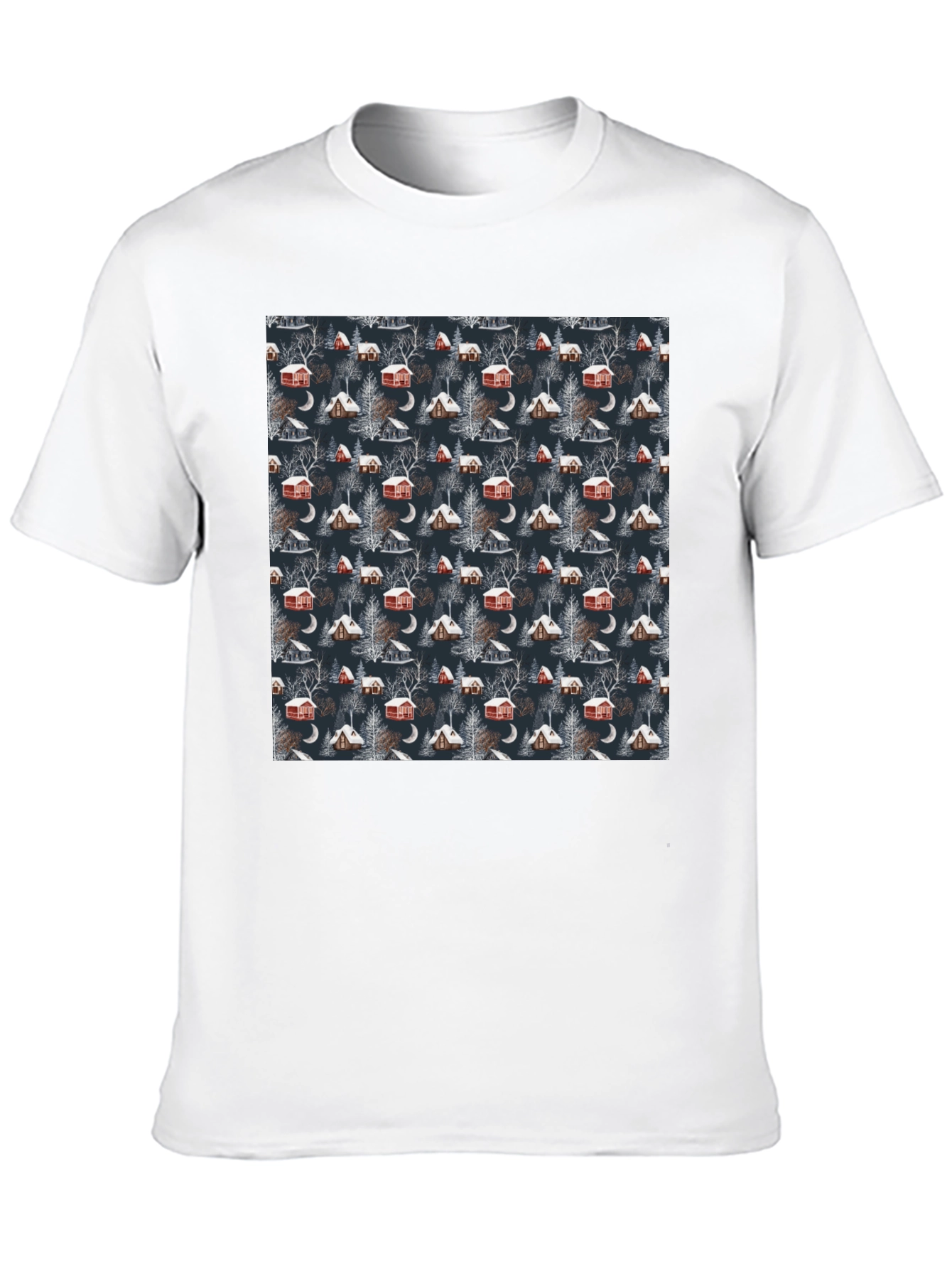 Winter Cabin Pattern T-Shirt - Cozy Style