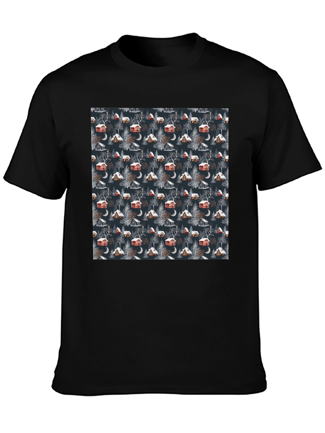 Winter Cabin Pattern T-Shirt - Cozy Style