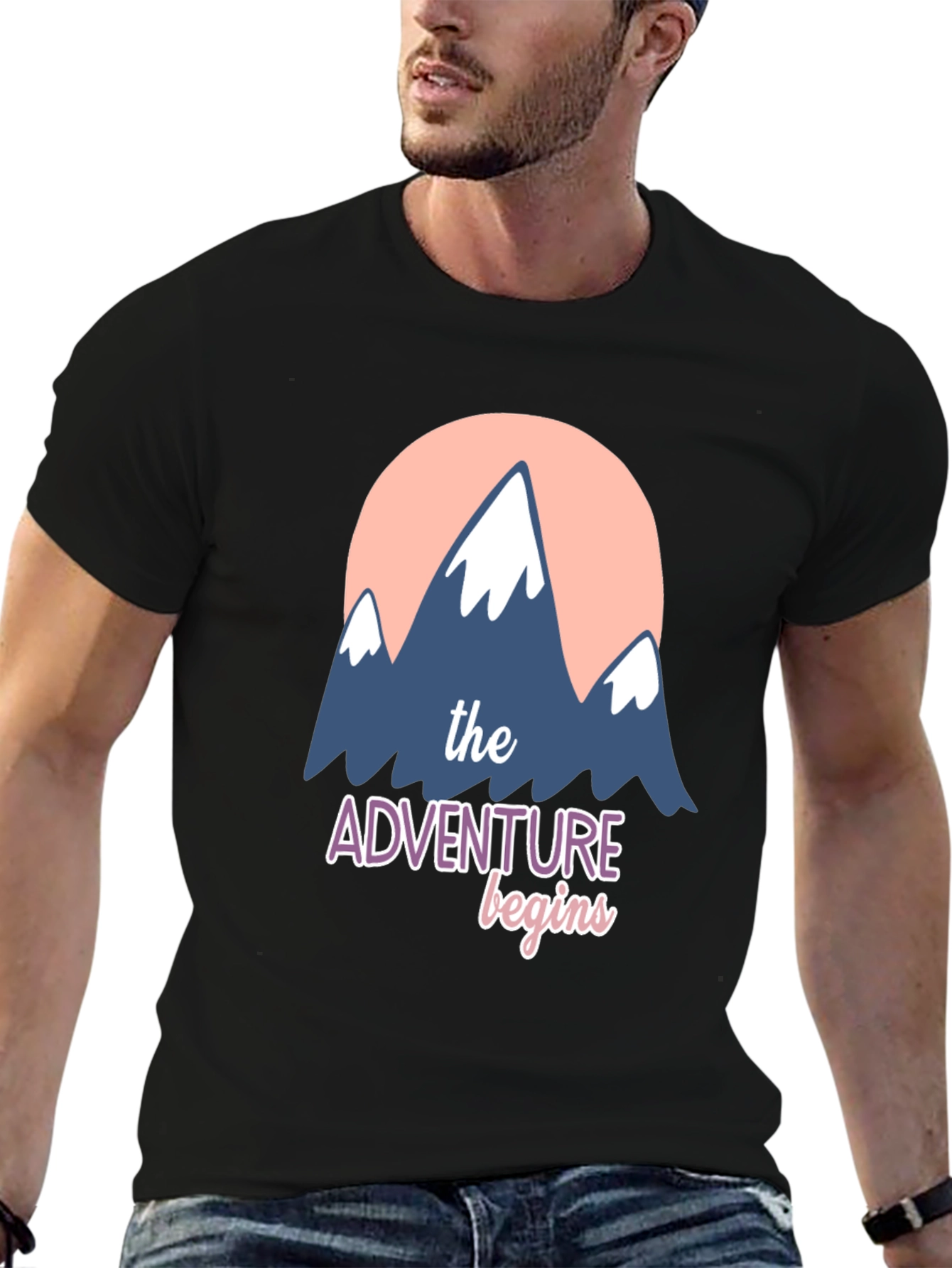 Adventure Begins Graphic T-Shirt - Black