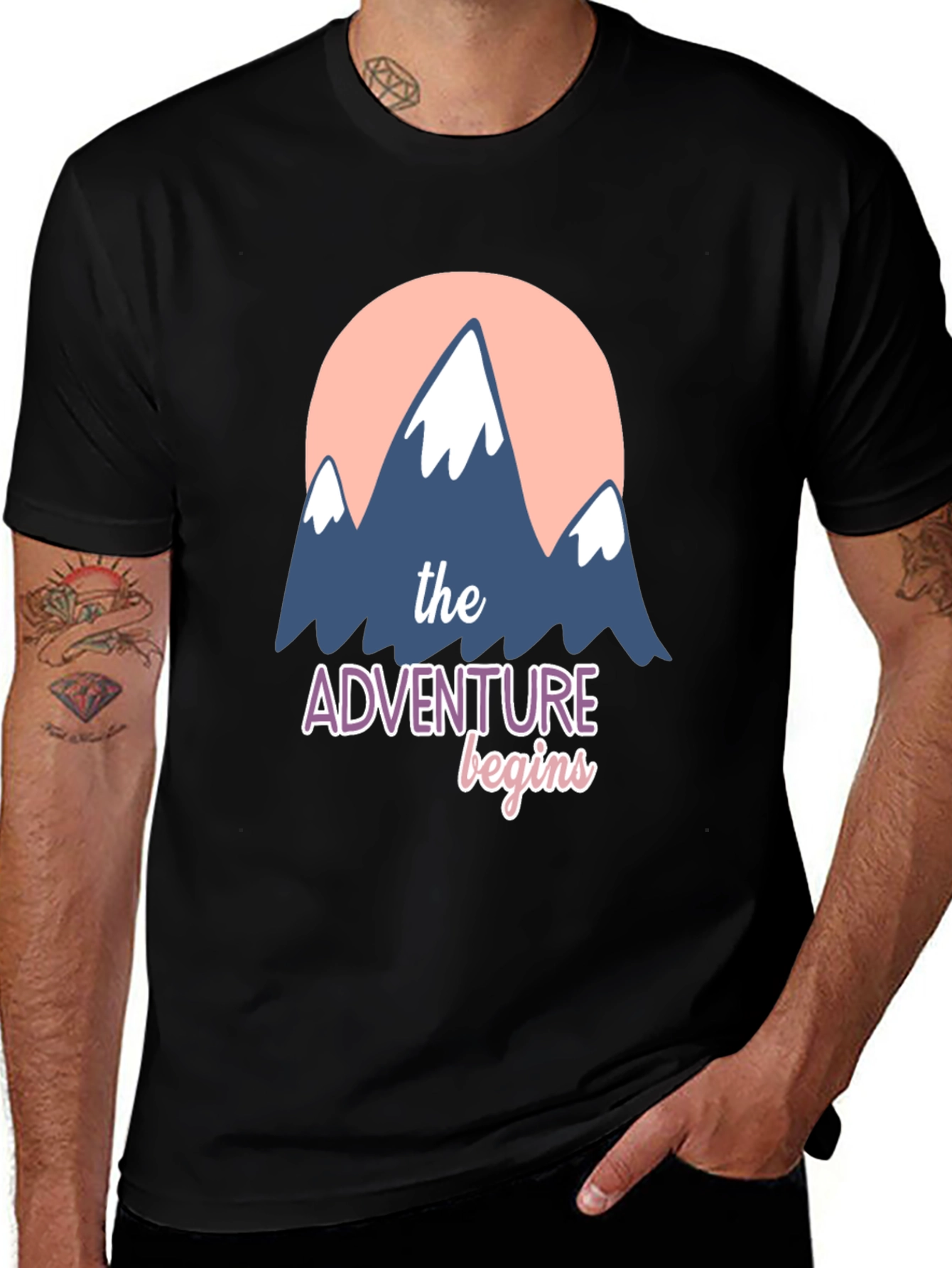 Adventure Begins Graphic T-Shirt - Black