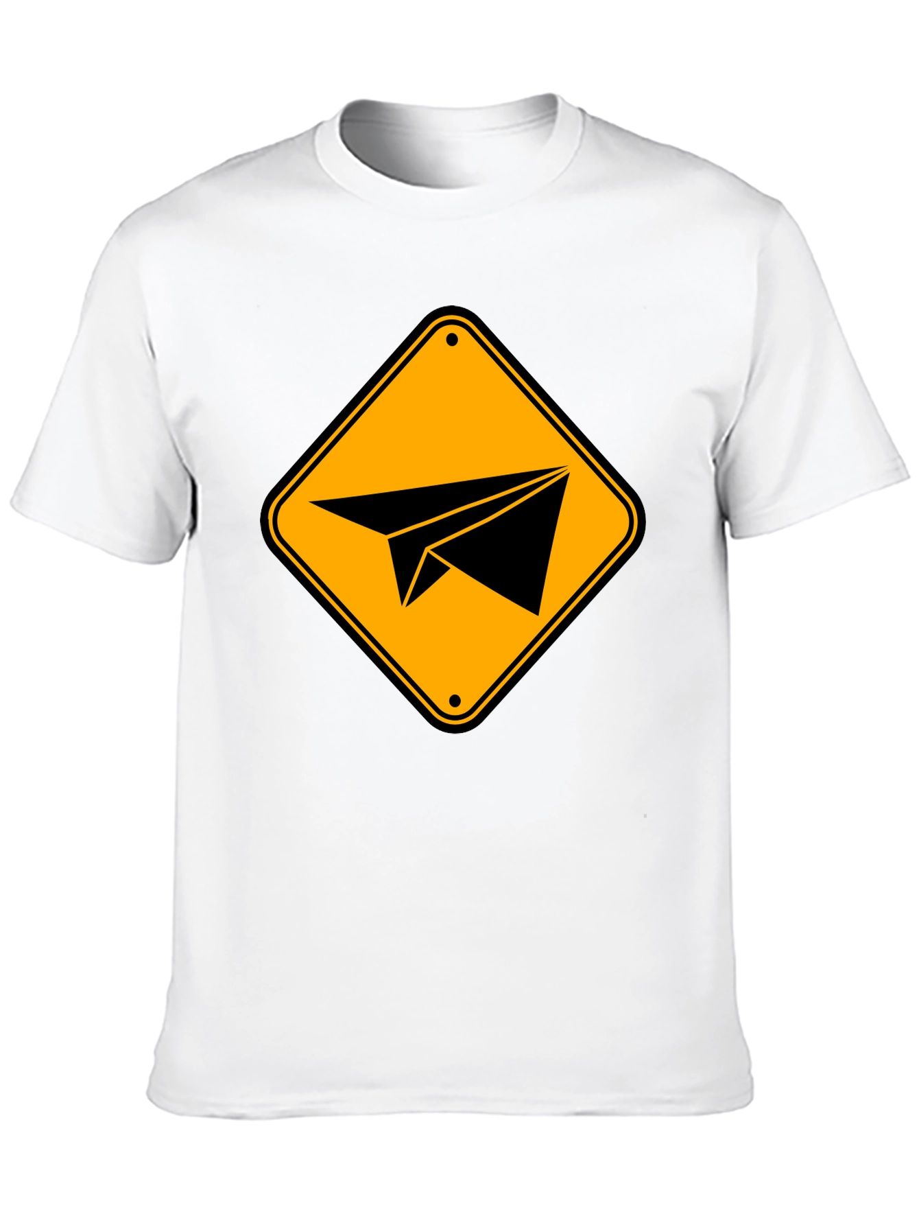 Paper Airplane Sign Graphic T-Shirt - Black