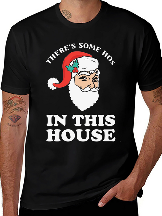 Theres Some Hos Santa Black T-Shirt