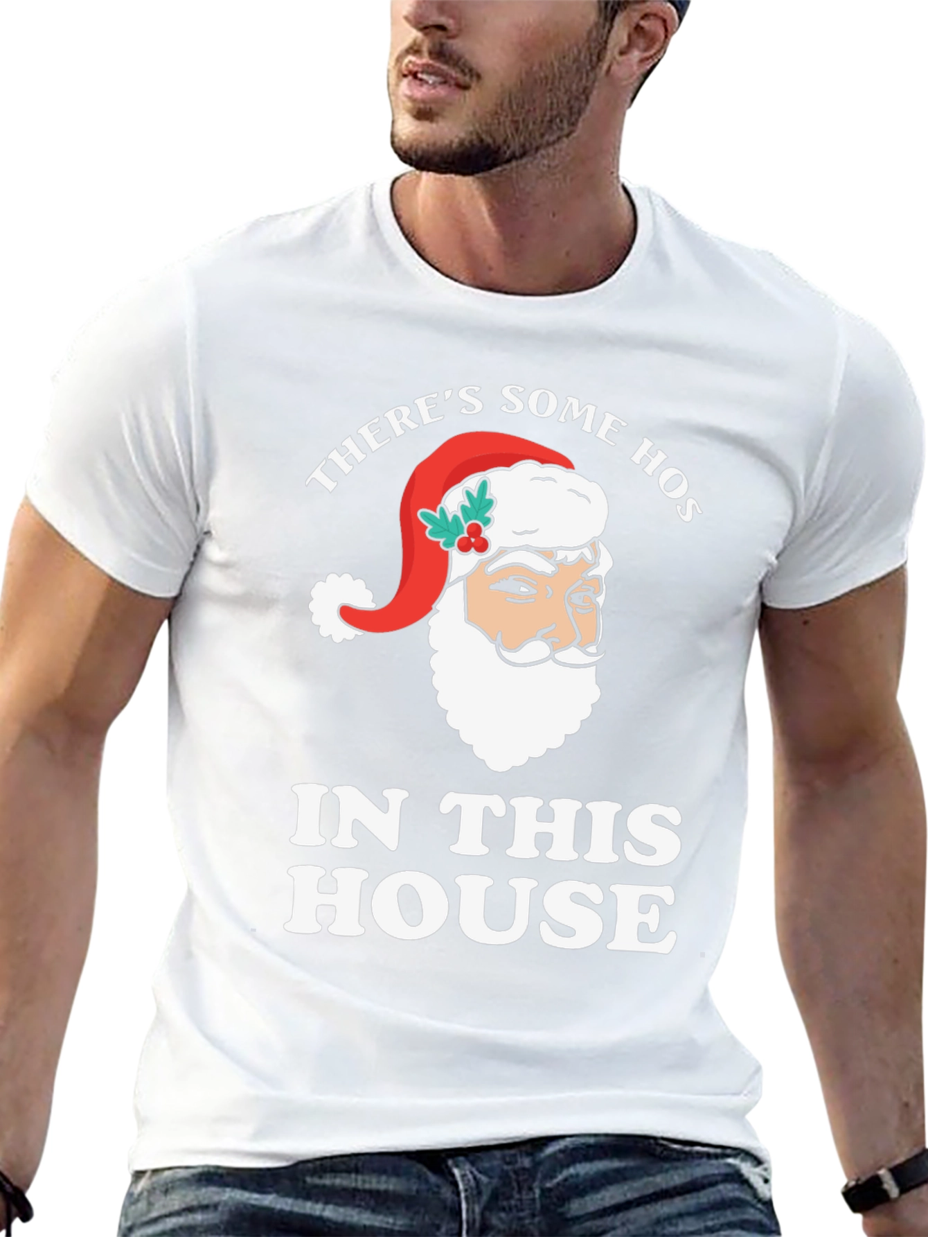 Theres Some Hos Santa Black T-Shirt