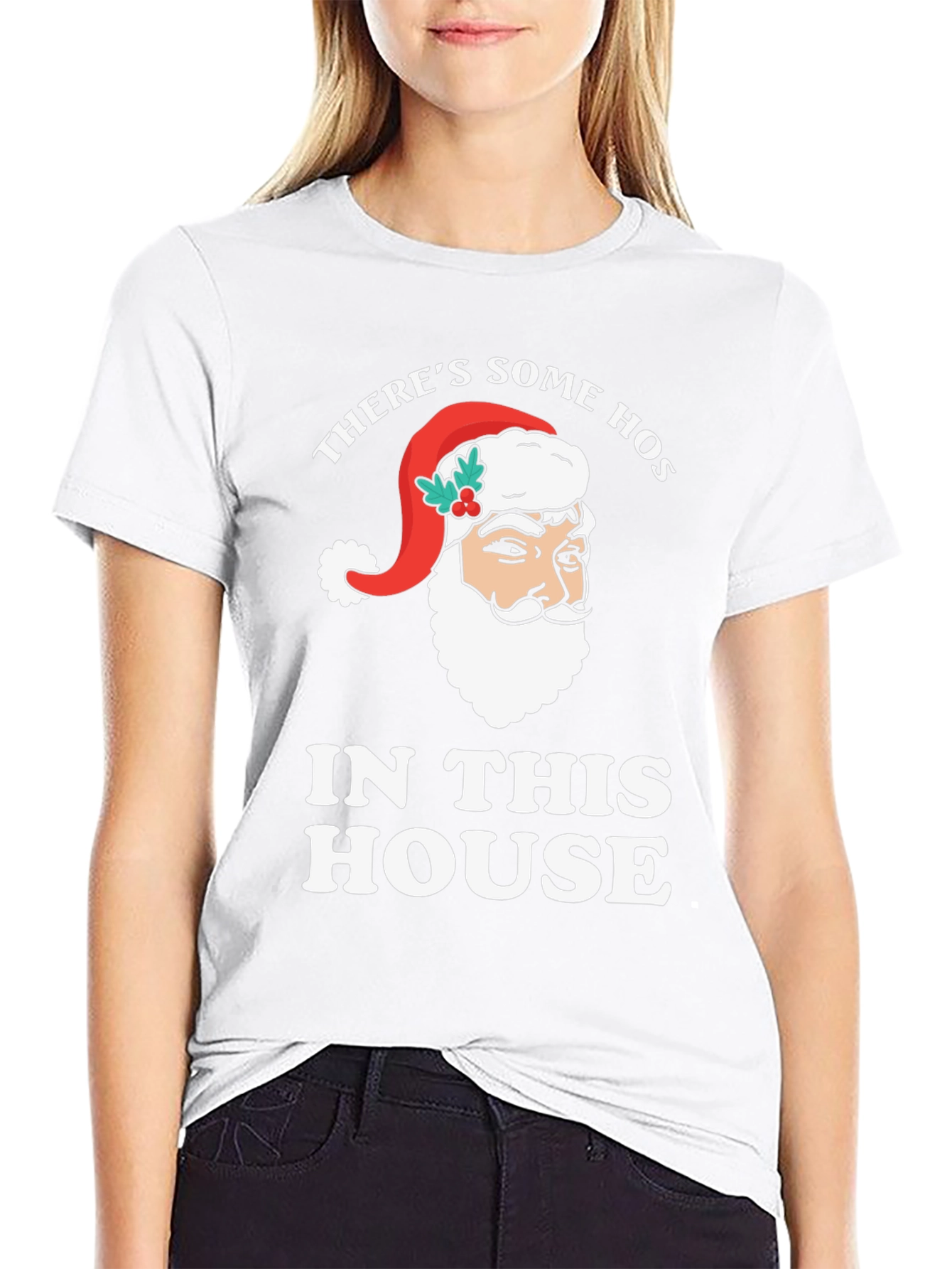 Theres Some Hos Santa Black T-Shirt