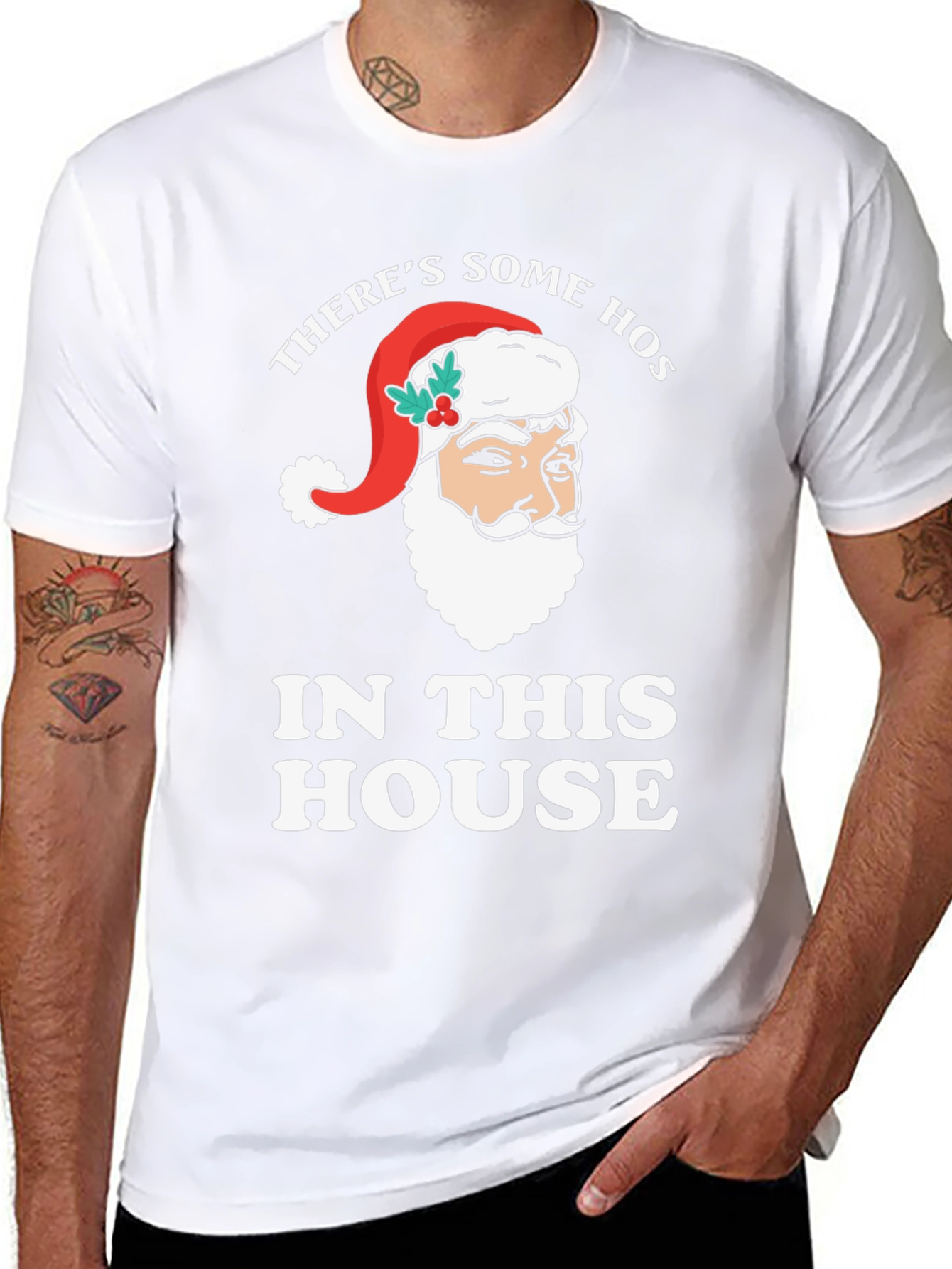 Theres Some Hos Santa Black T-Shirt