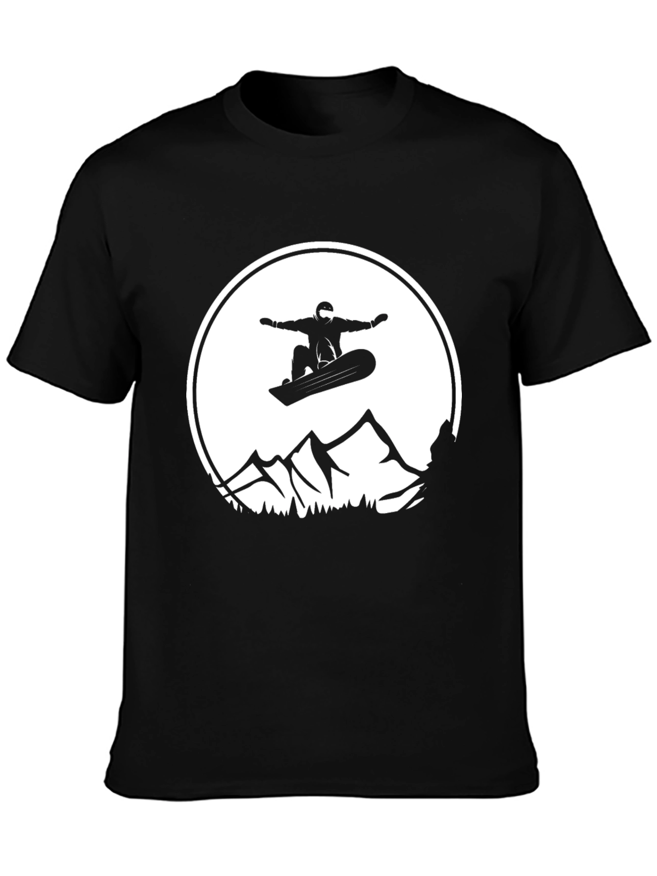 Snowboarder Graphic Tee - Black Cotton Comfort