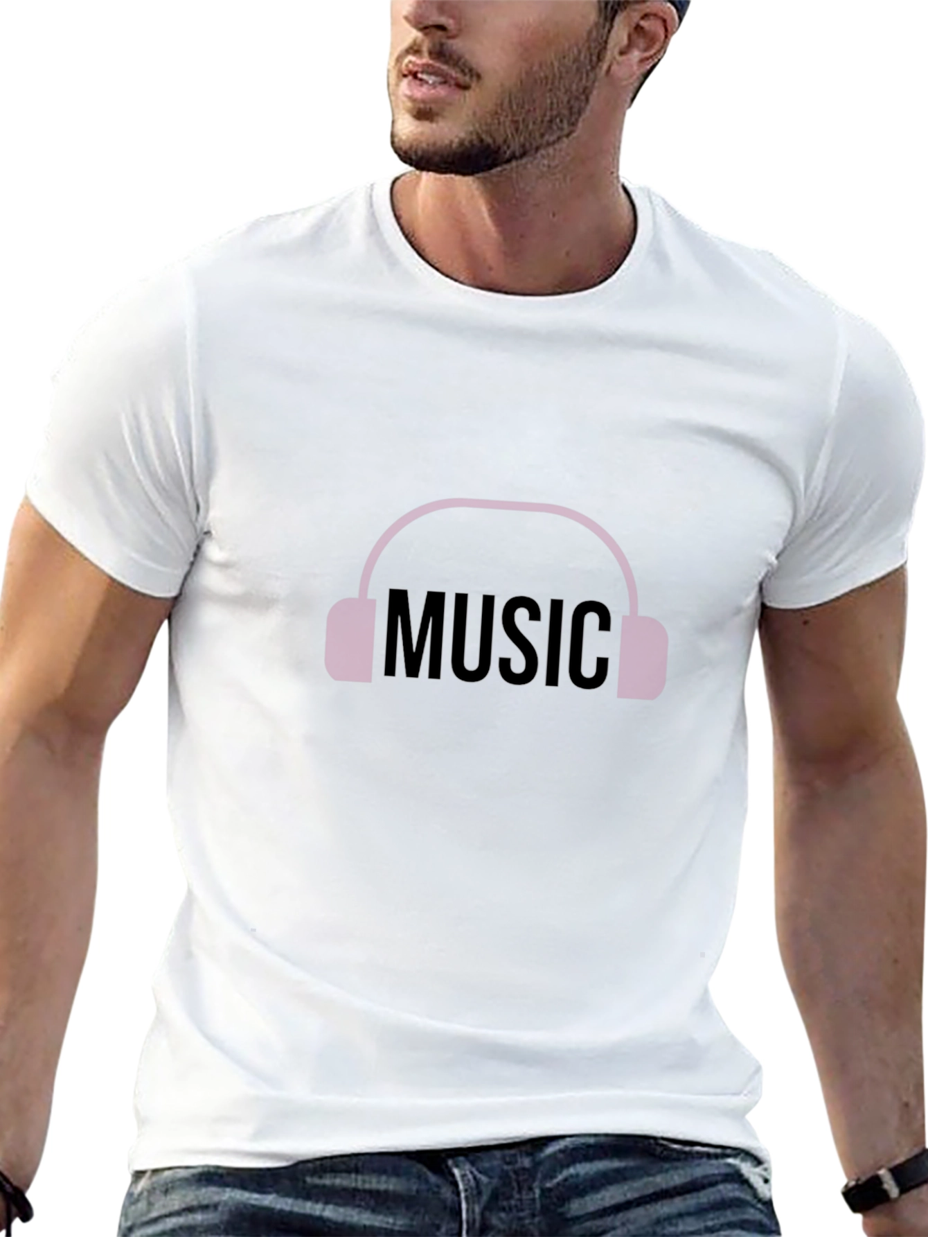 Music Headphone Graphic Tee - Black