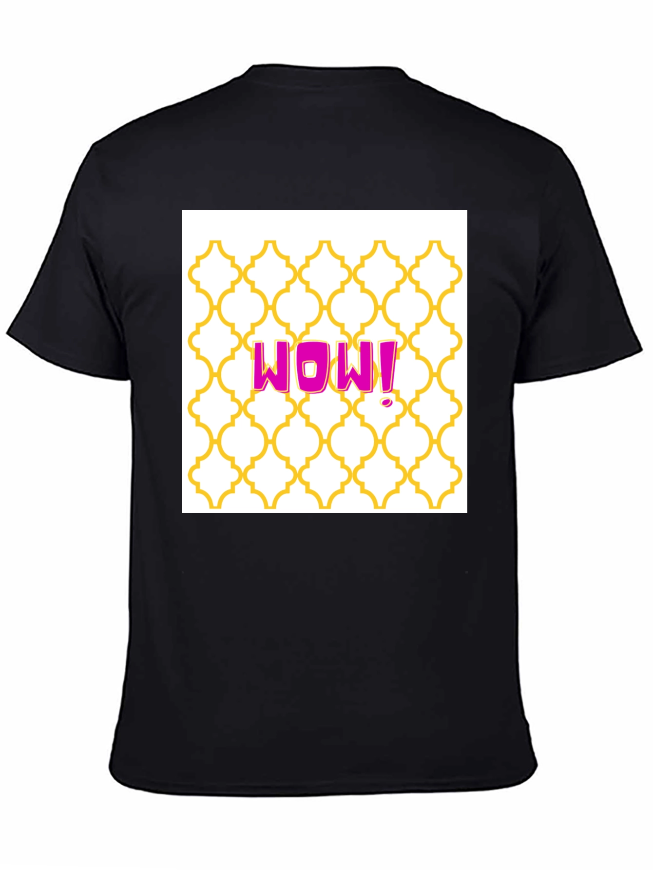 WOW! Graphic Tee - Trendy Pattern Black T-Shirt