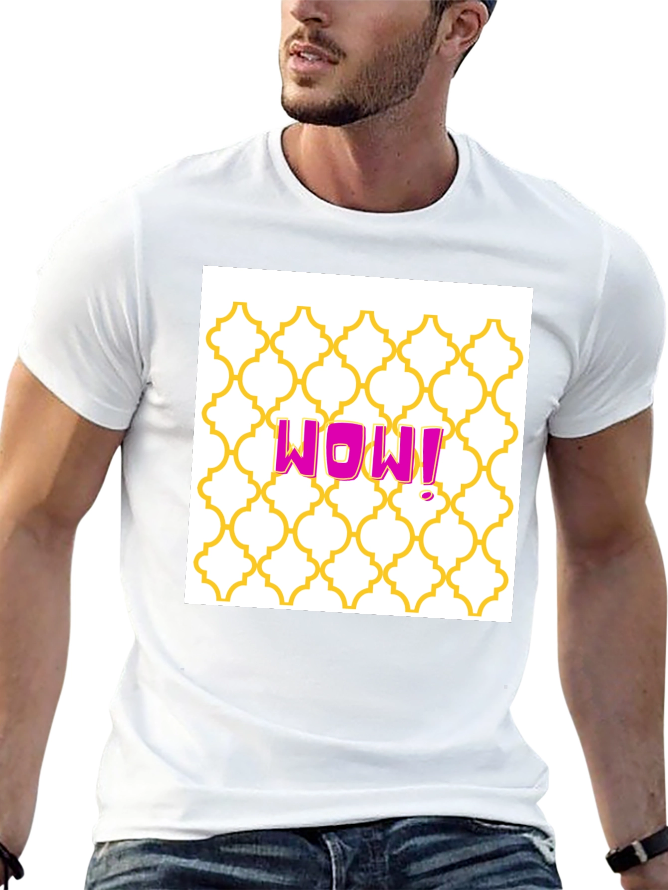 WOW! Graphic Tee - Trendy Pattern Black T-Shirt