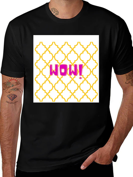 WOW! Graphic Tee - Trendy Pattern Black T-Shirt