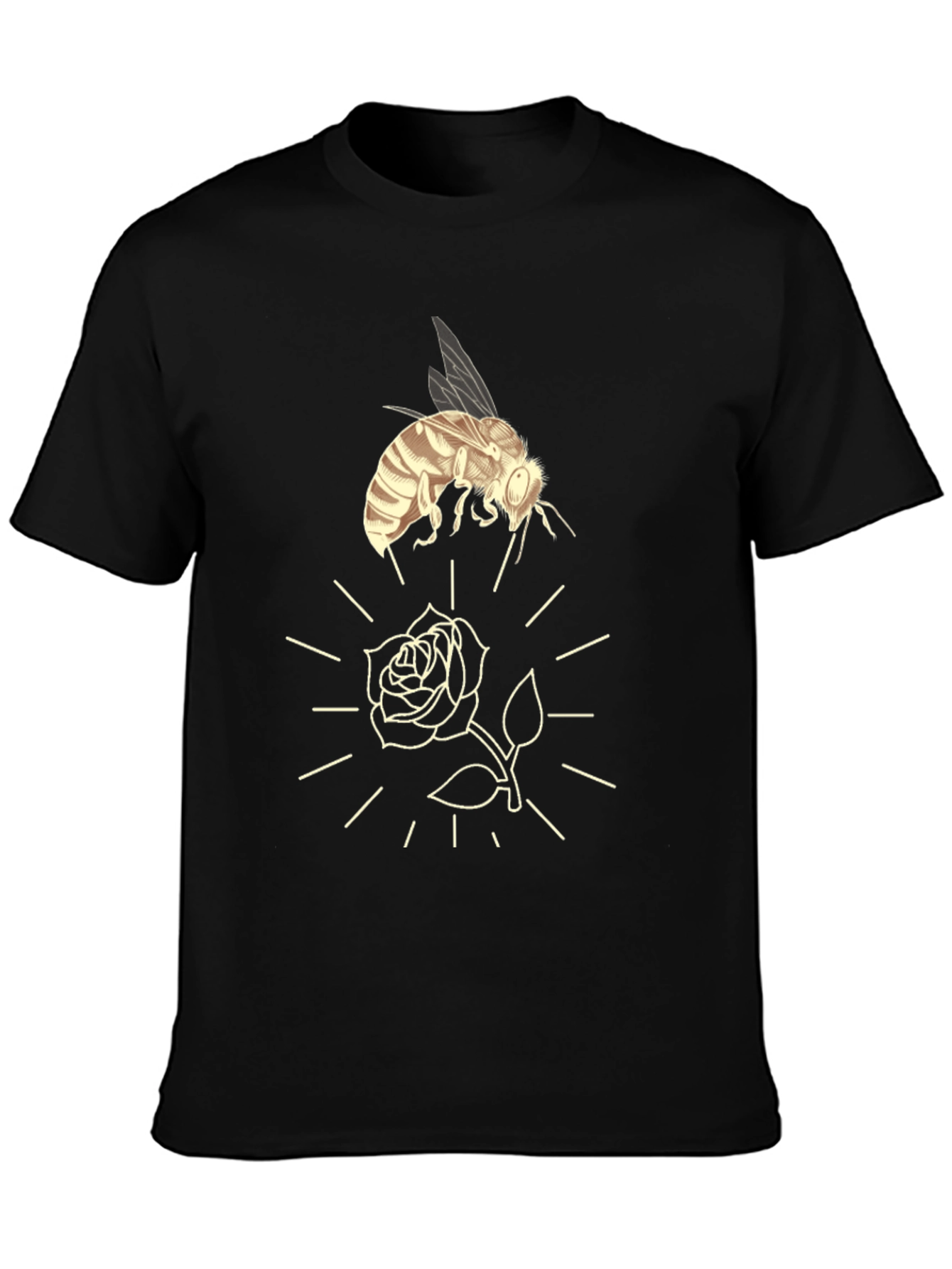 Bee and Rose Graphic Tee - Black Casual T-Shirt