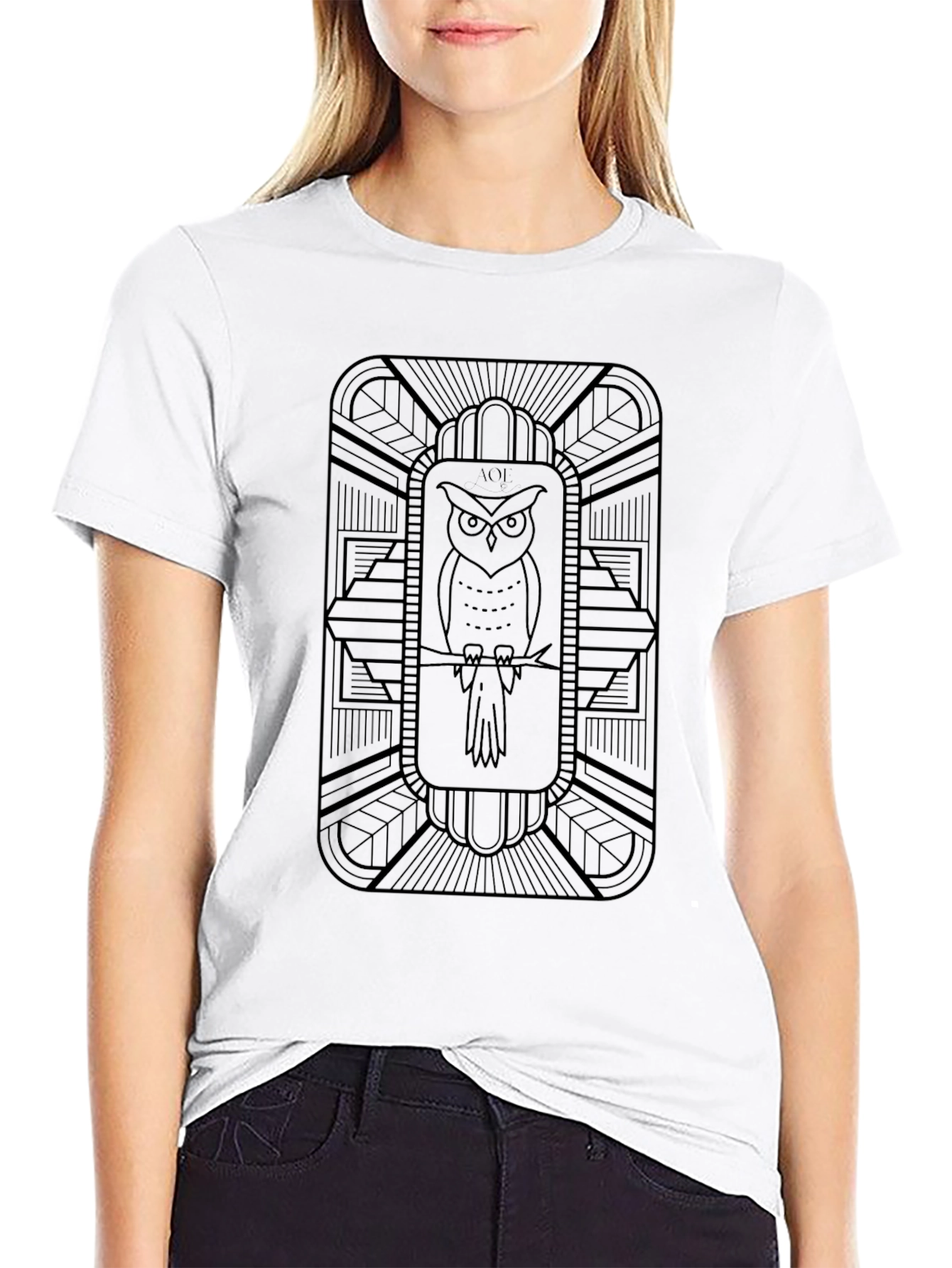Art Deco Owl Graphic T-Shirt