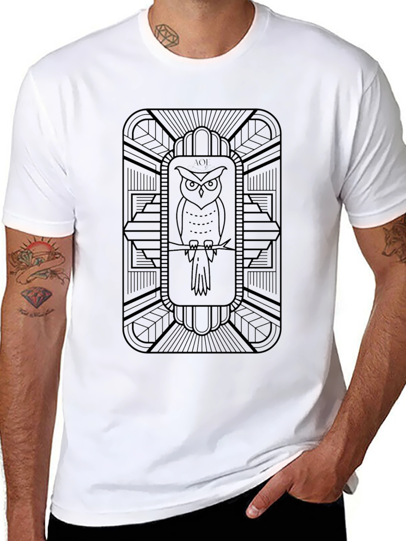 Art Deco Owl Graphic T-Shirt