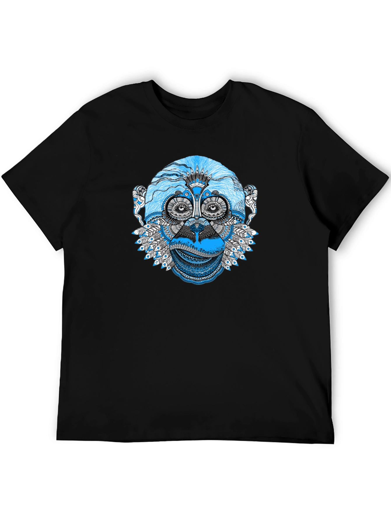 Abstract Monkey Graphic Tee - Black Unisex T-Shirt