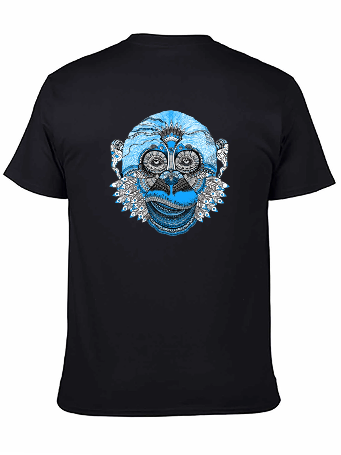 Abstract Monkey Graphic Tee - Black Unisex T-Shirt