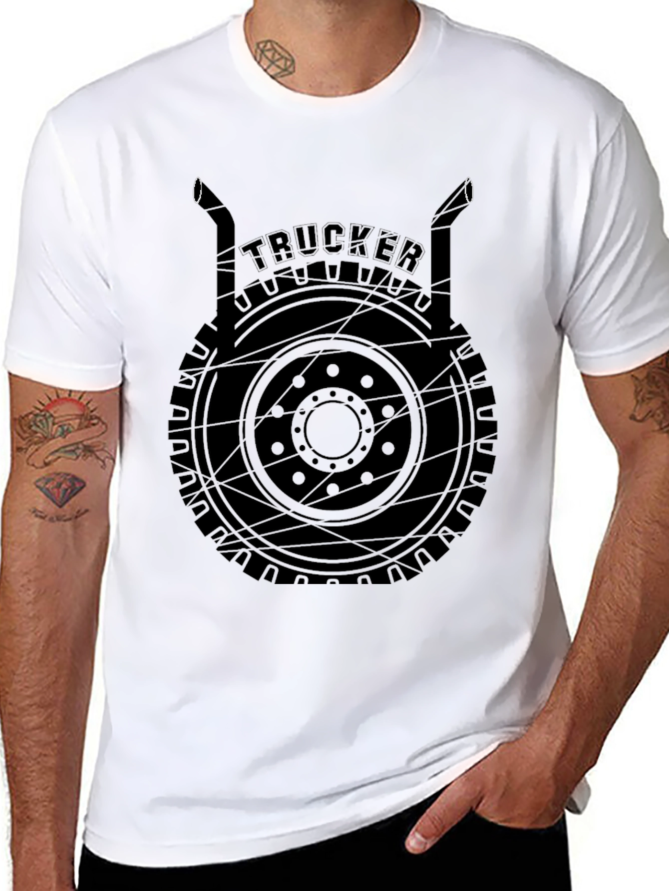 Trucker T-Shirt Black Graphic Tee