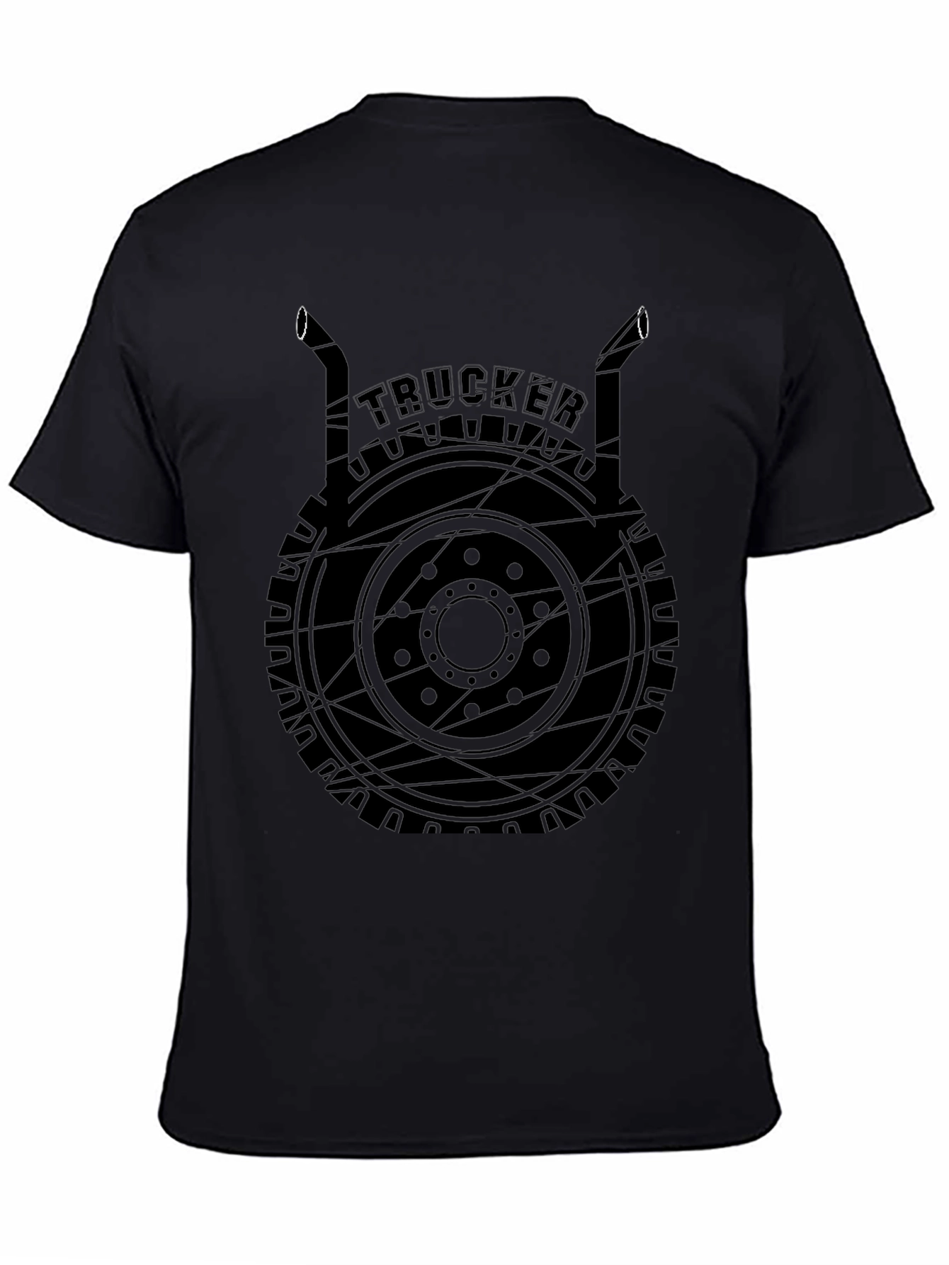 Trucker T-Shirt Black Graphic Tee