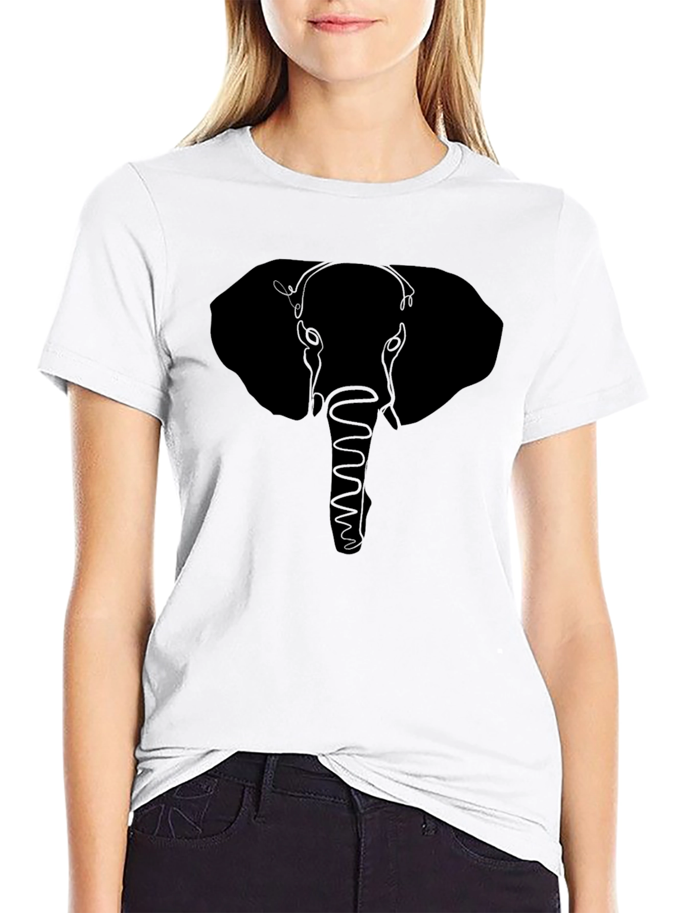 Elephant Outline Graphic Tee - Mens Black T-Shirt