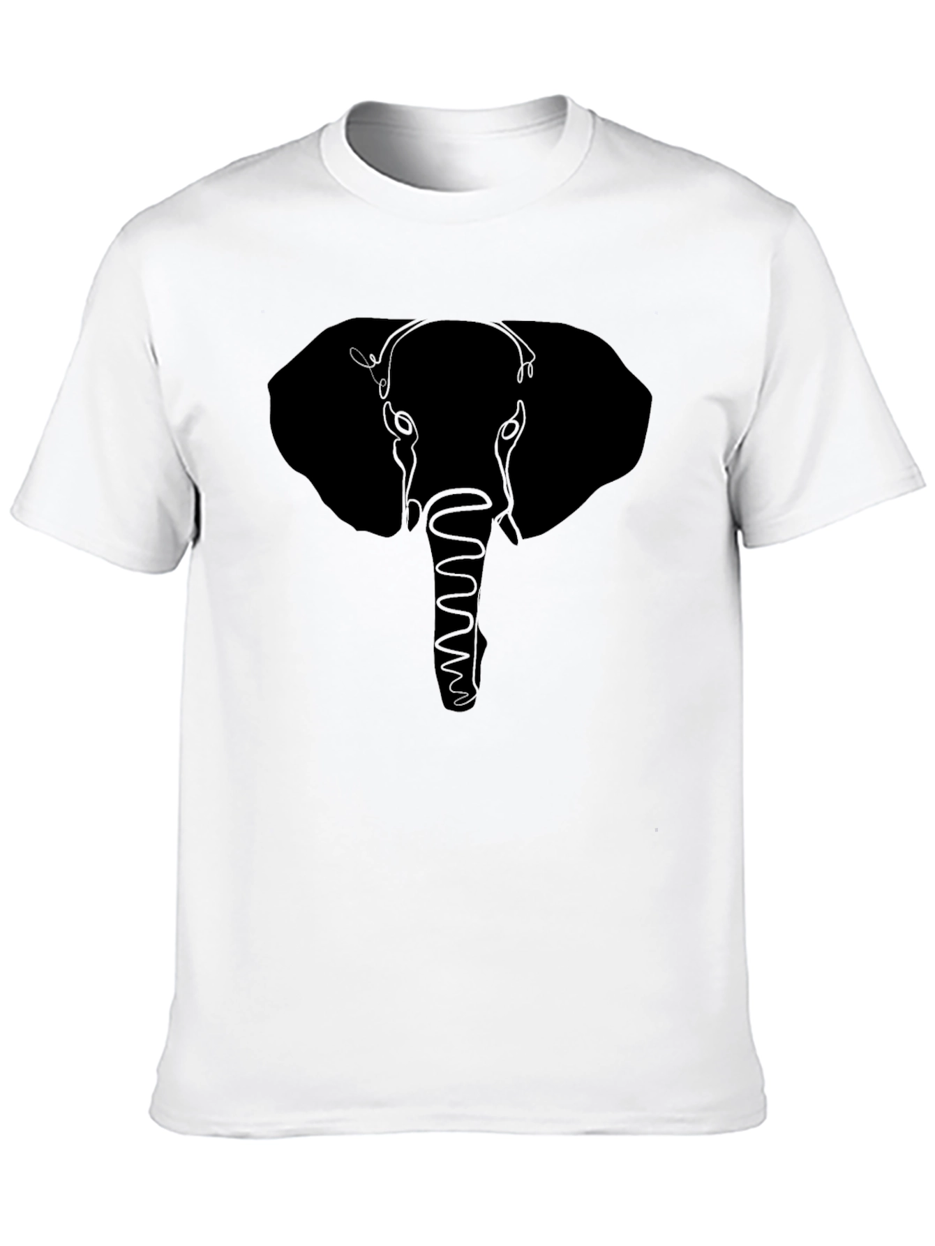 Elephant Outline Graphic Tee - Mens Black T-Shirt