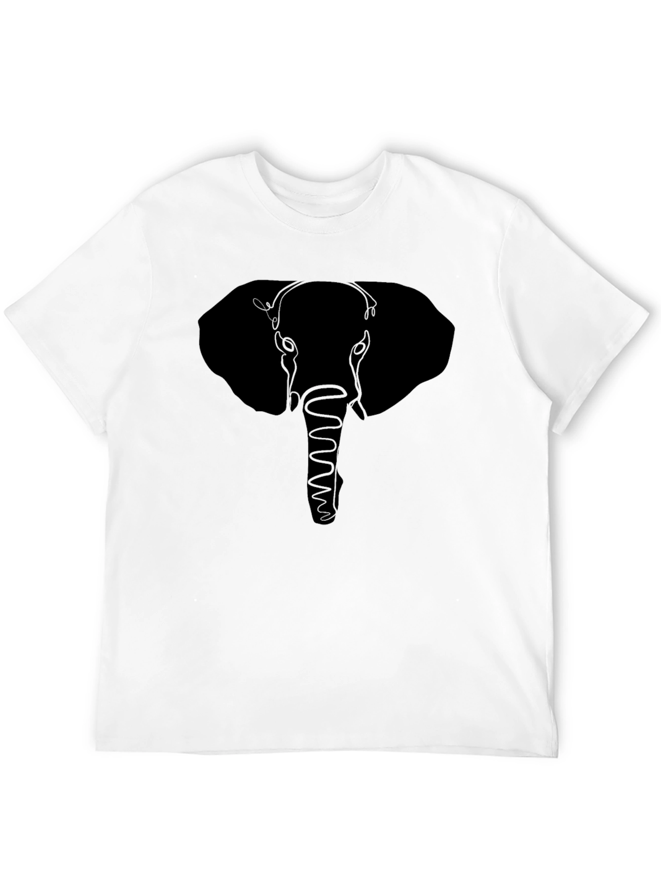 Elephant Outline Graphic Tee - Mens Black T-Shirt
