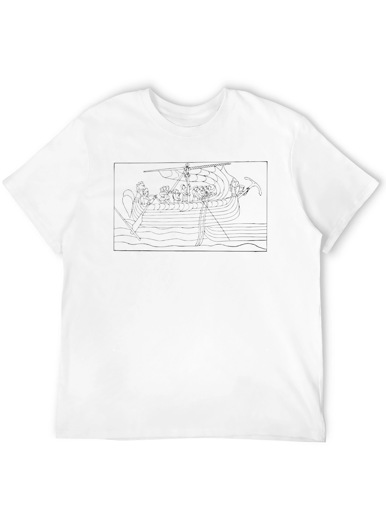 Viking Ship Graphic Tee - Black Cotton T-Shirt