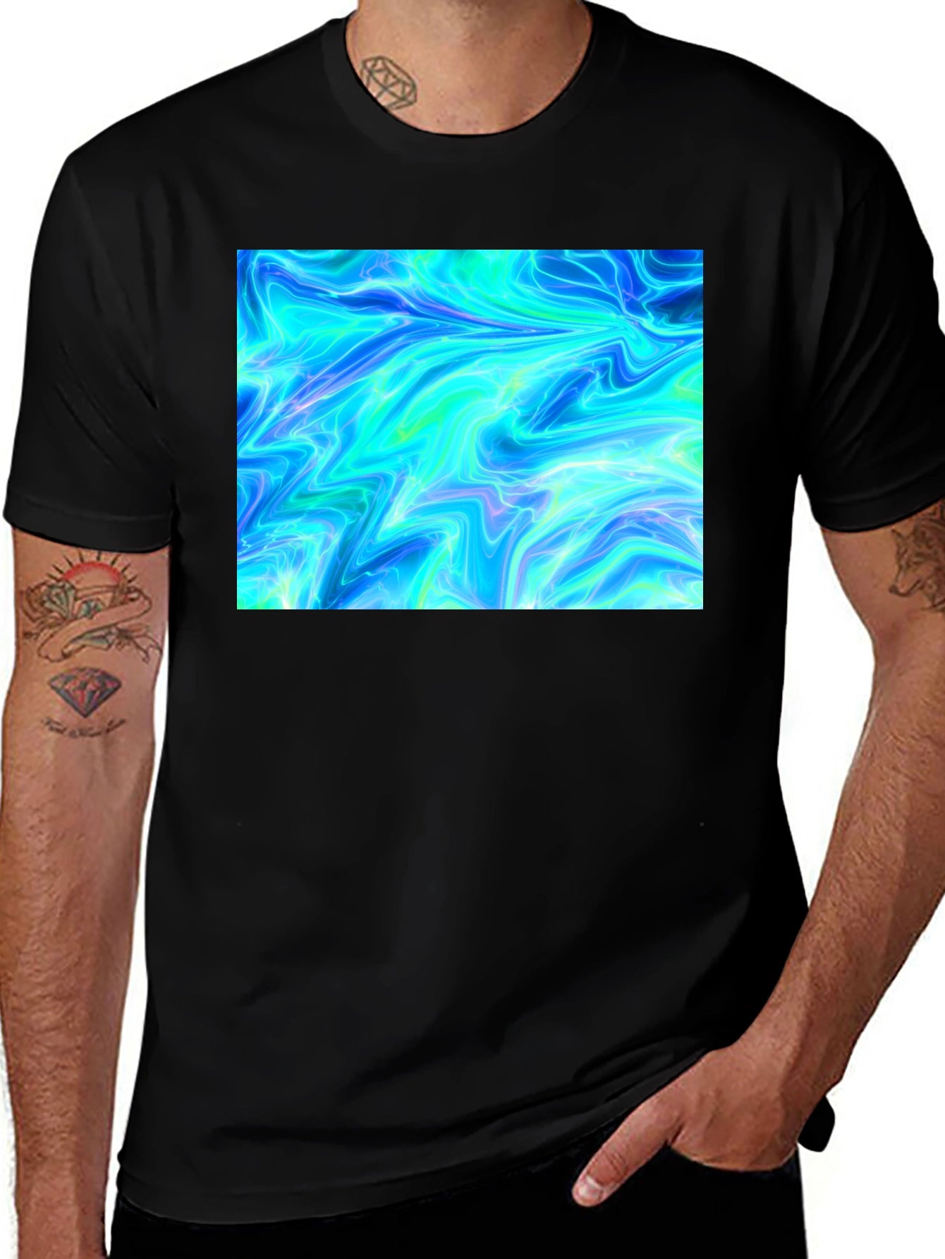 Electric Blue Graphic Tee - Unique Design