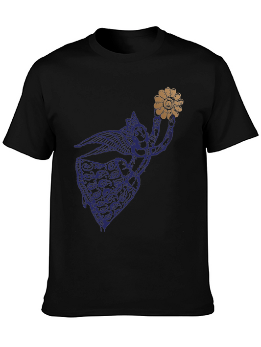 Black Graphic T-Shirt with Angel Design