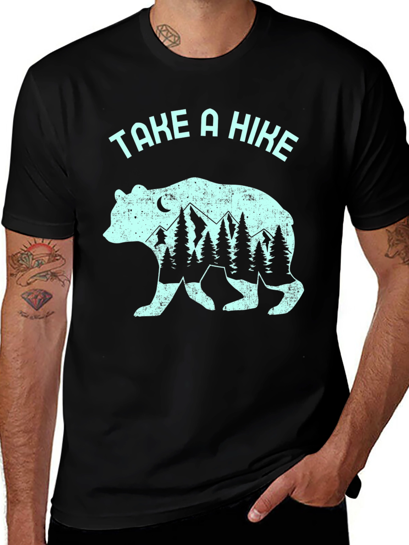 Take a Hike Bear Graphic Tee - Black