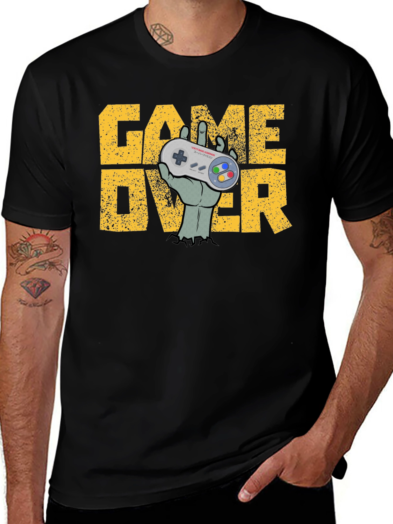 Game Over Zombie Hand Controller T-Shirt